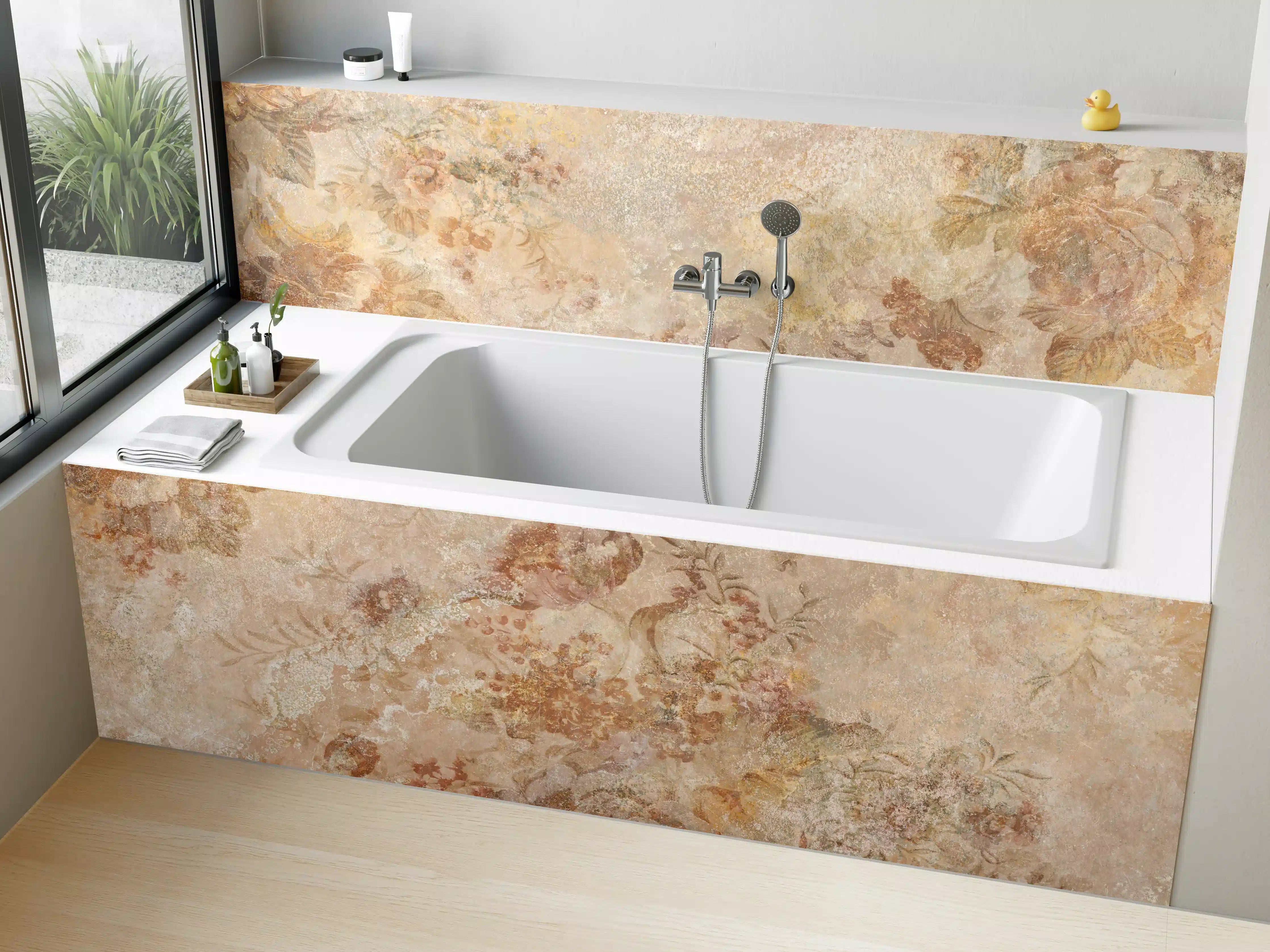 Badewannen-Rückwand - Antikes Blumen Design