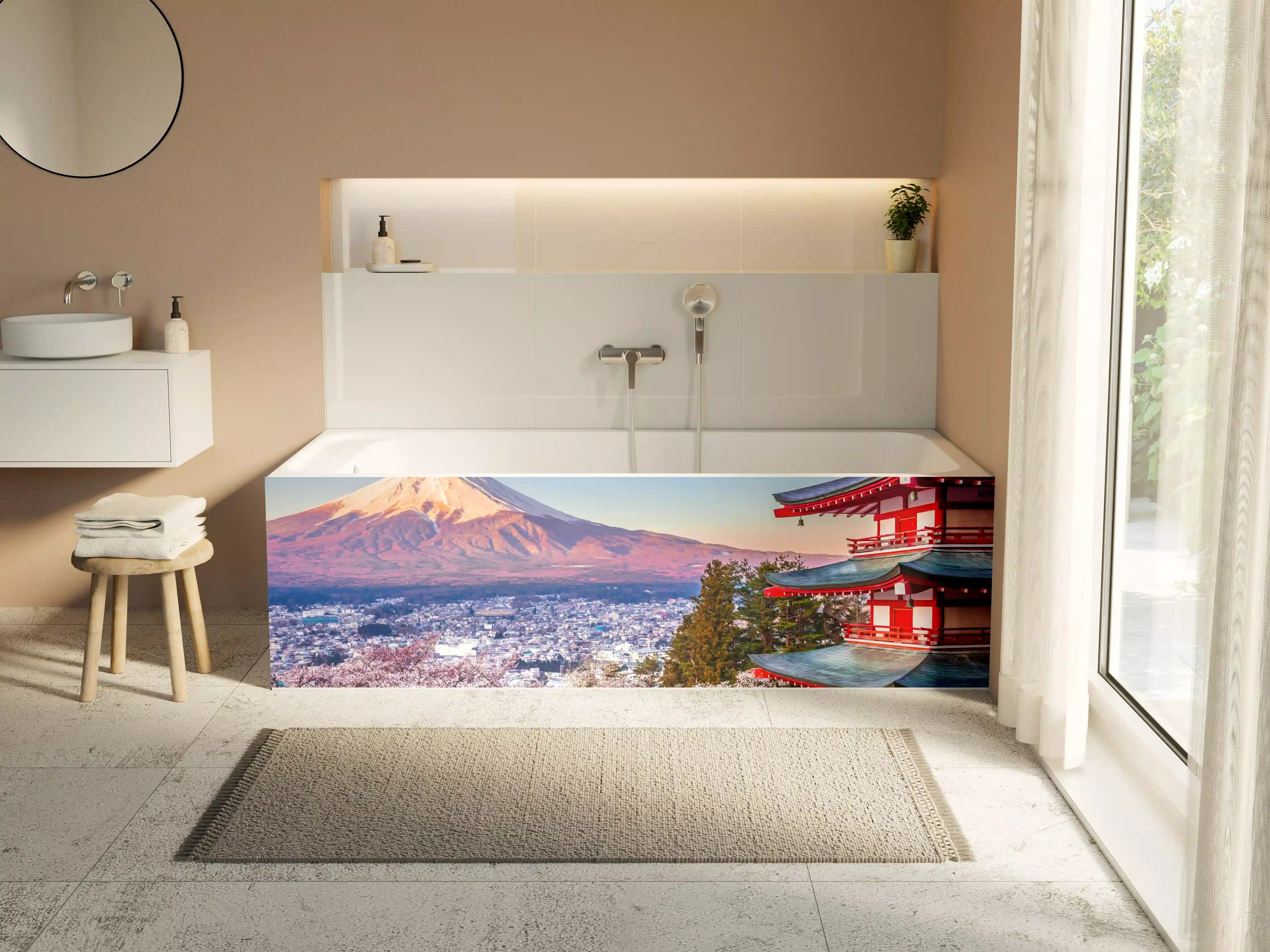 Badewannen-Rückwand - Anziehender Anblick auf Berg Fuji