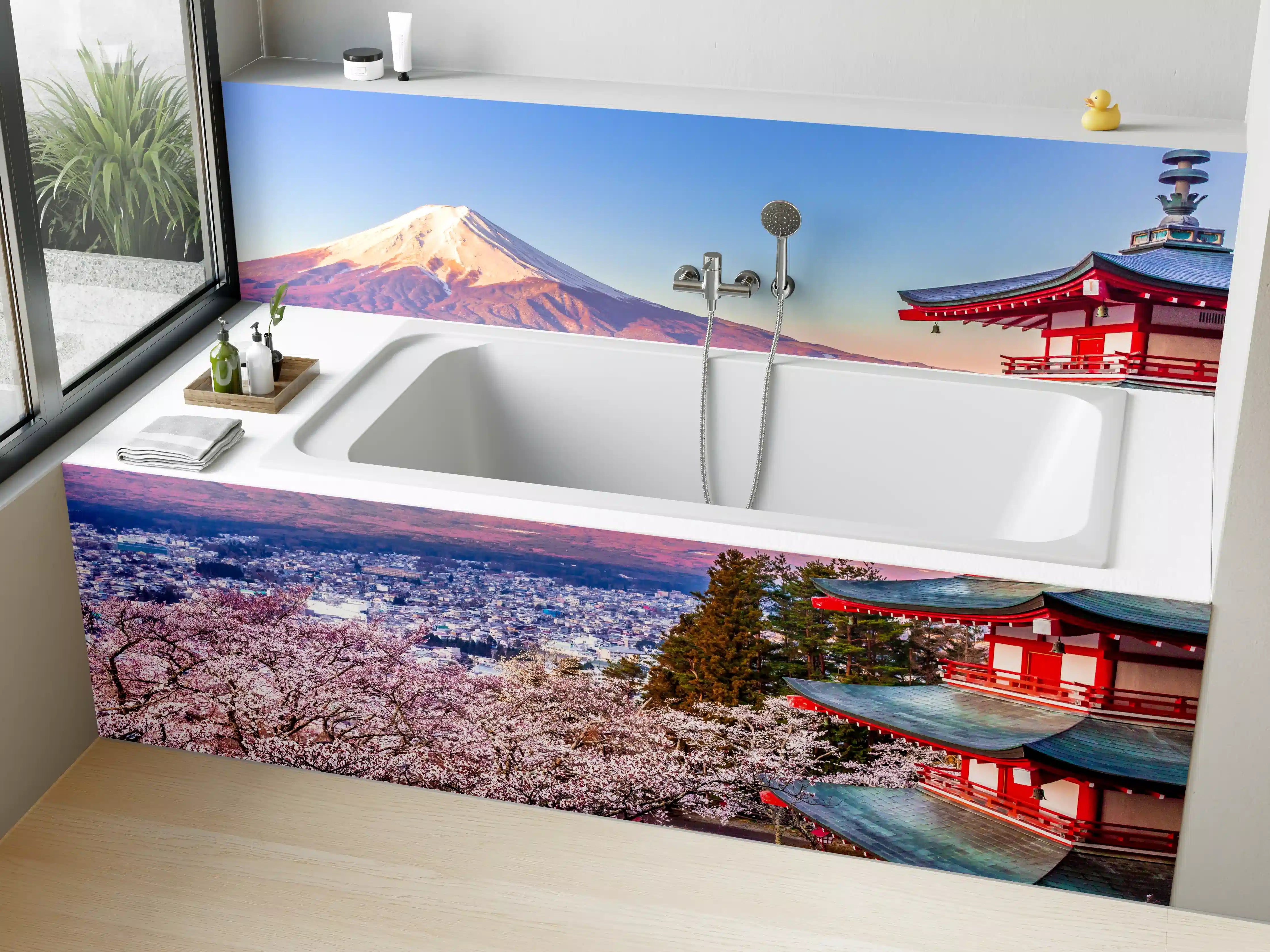 Badewannen-Rückwand - Anziehender Anblick auf Berg Fuji