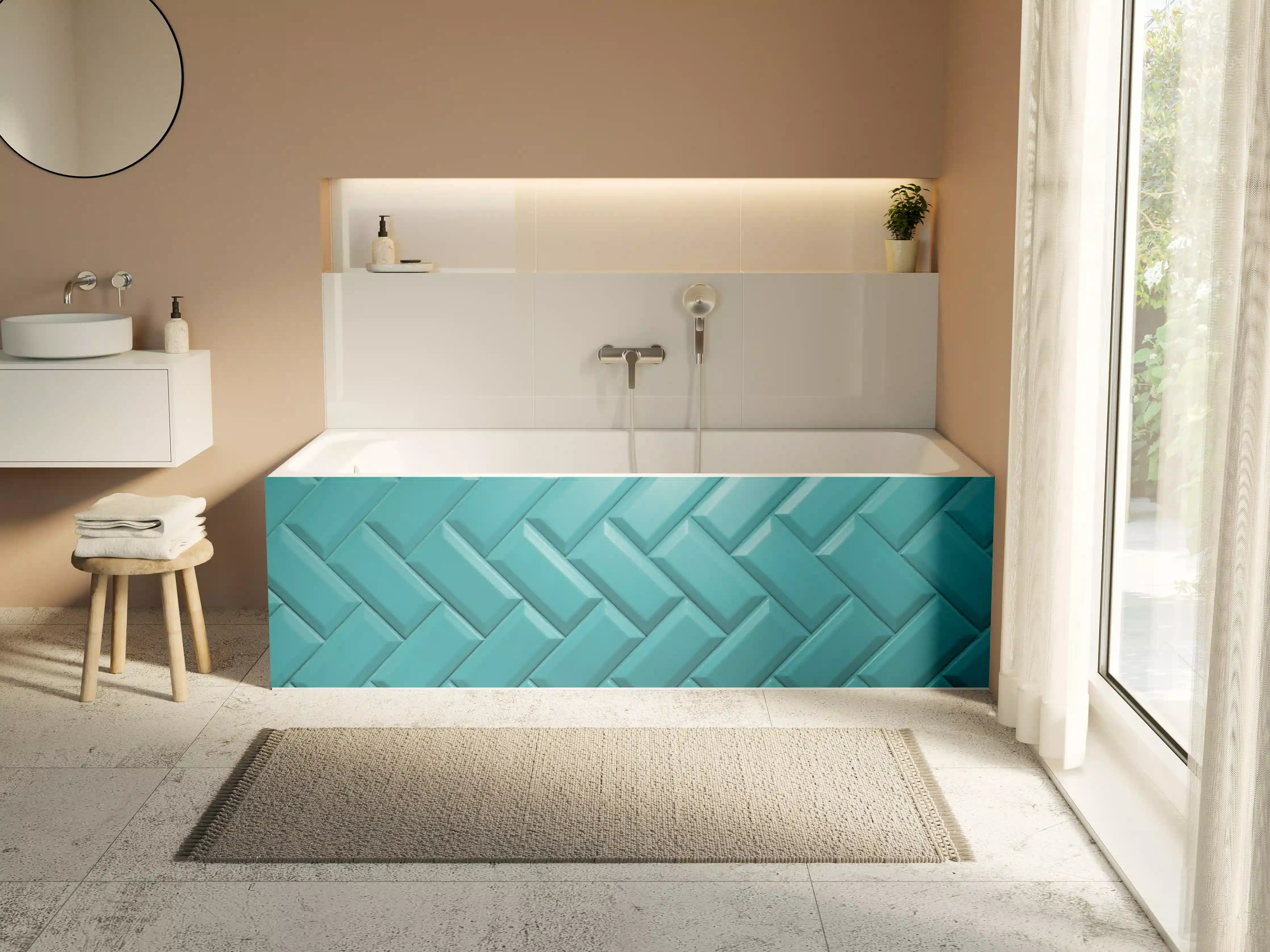 Badewannen-Rückwand - Aqua Matte Keramikfliesen