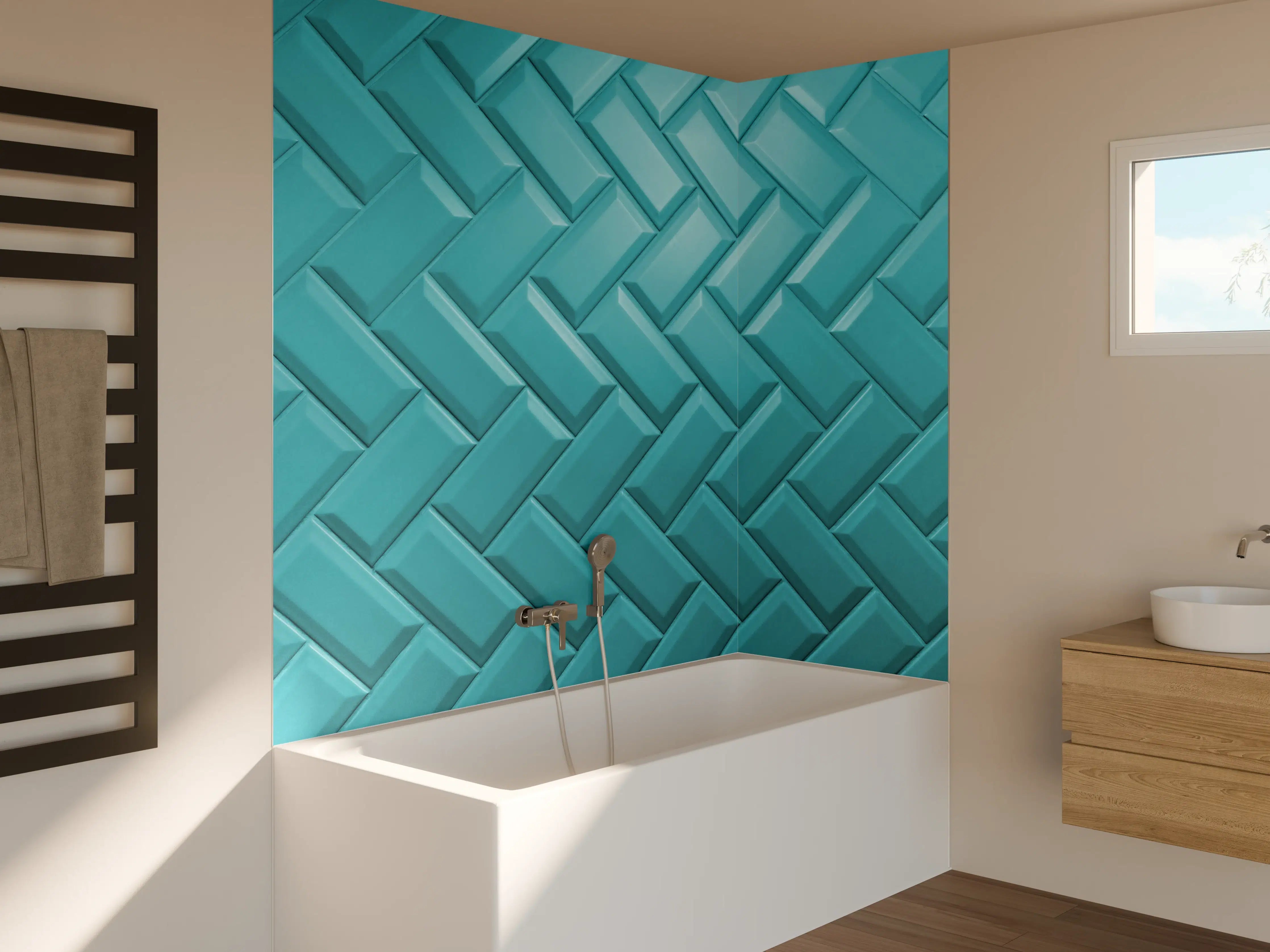Badewannen-Rückwand - Aqua Matte Keramikfliesen
