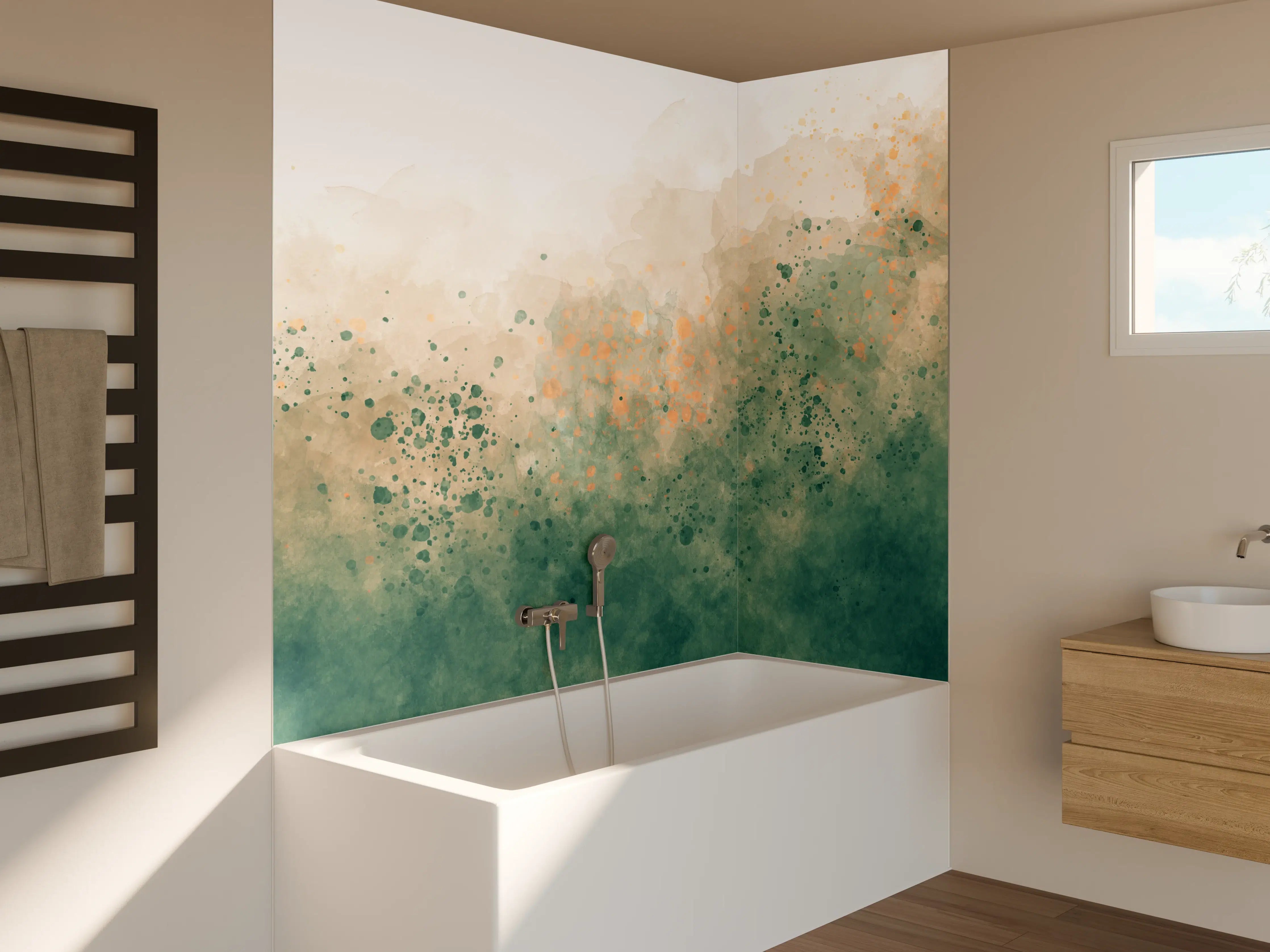 Badewannen-Rückwand - Aquarell Himmel Gradient Textur