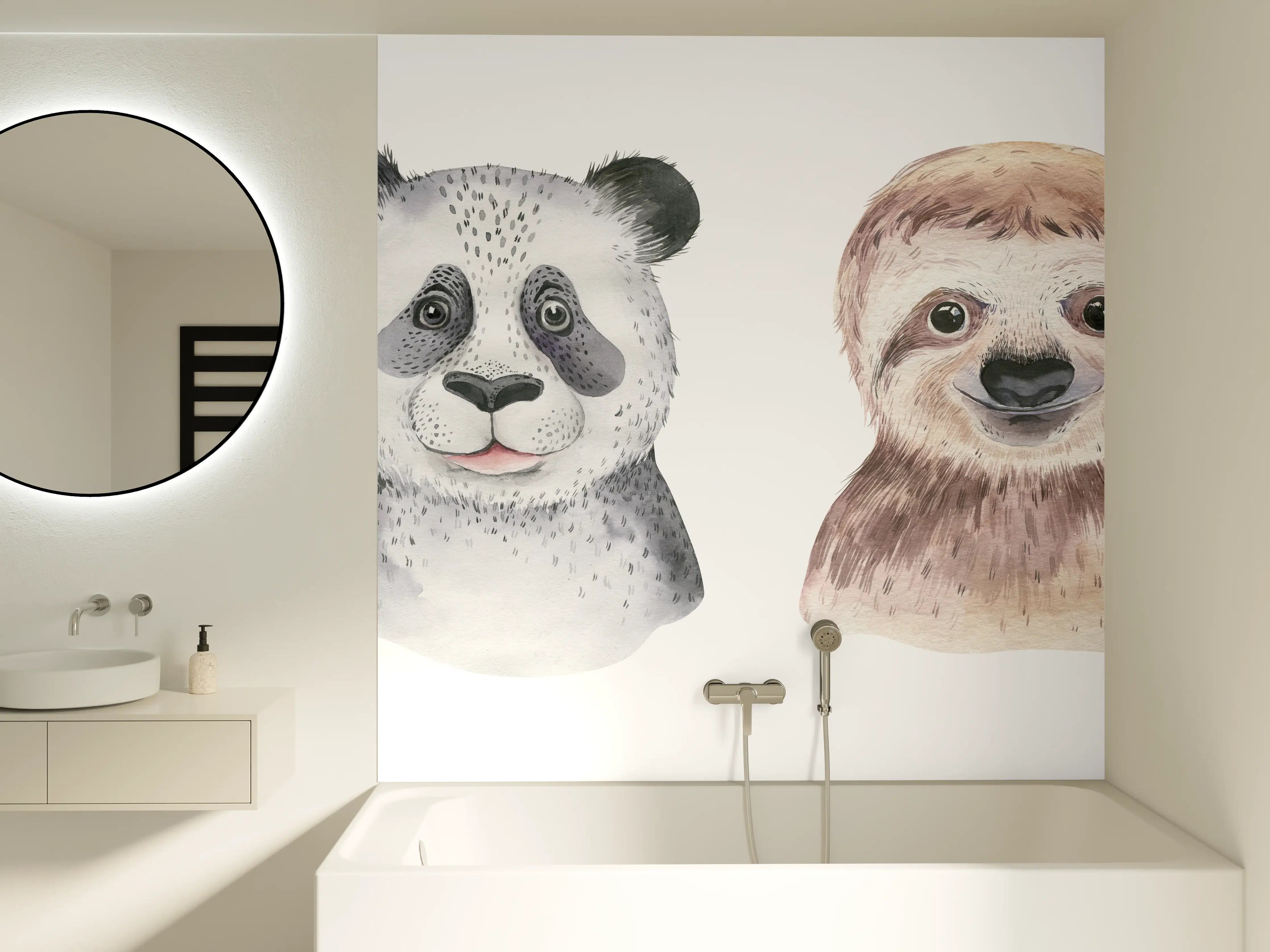 Badewannen-Rückwand - Aquarell Tierbabys Illustration