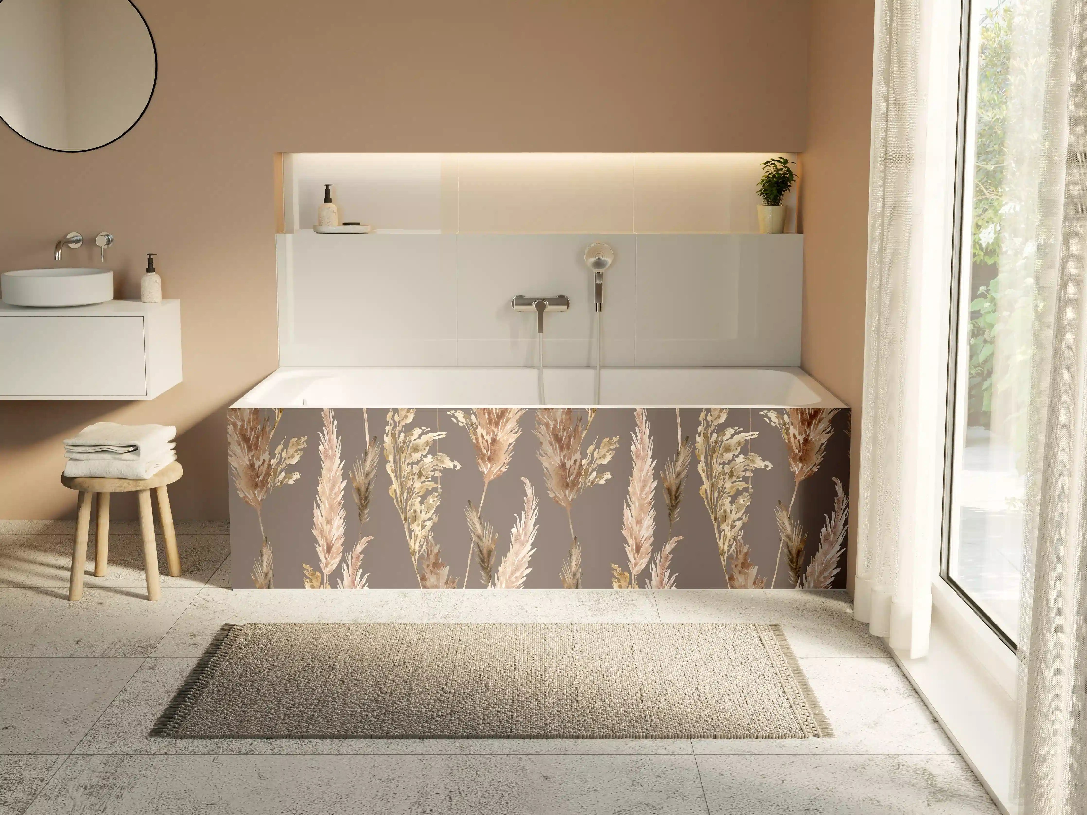 Badewannen-Rückwand - Aquarell floralen Muster 