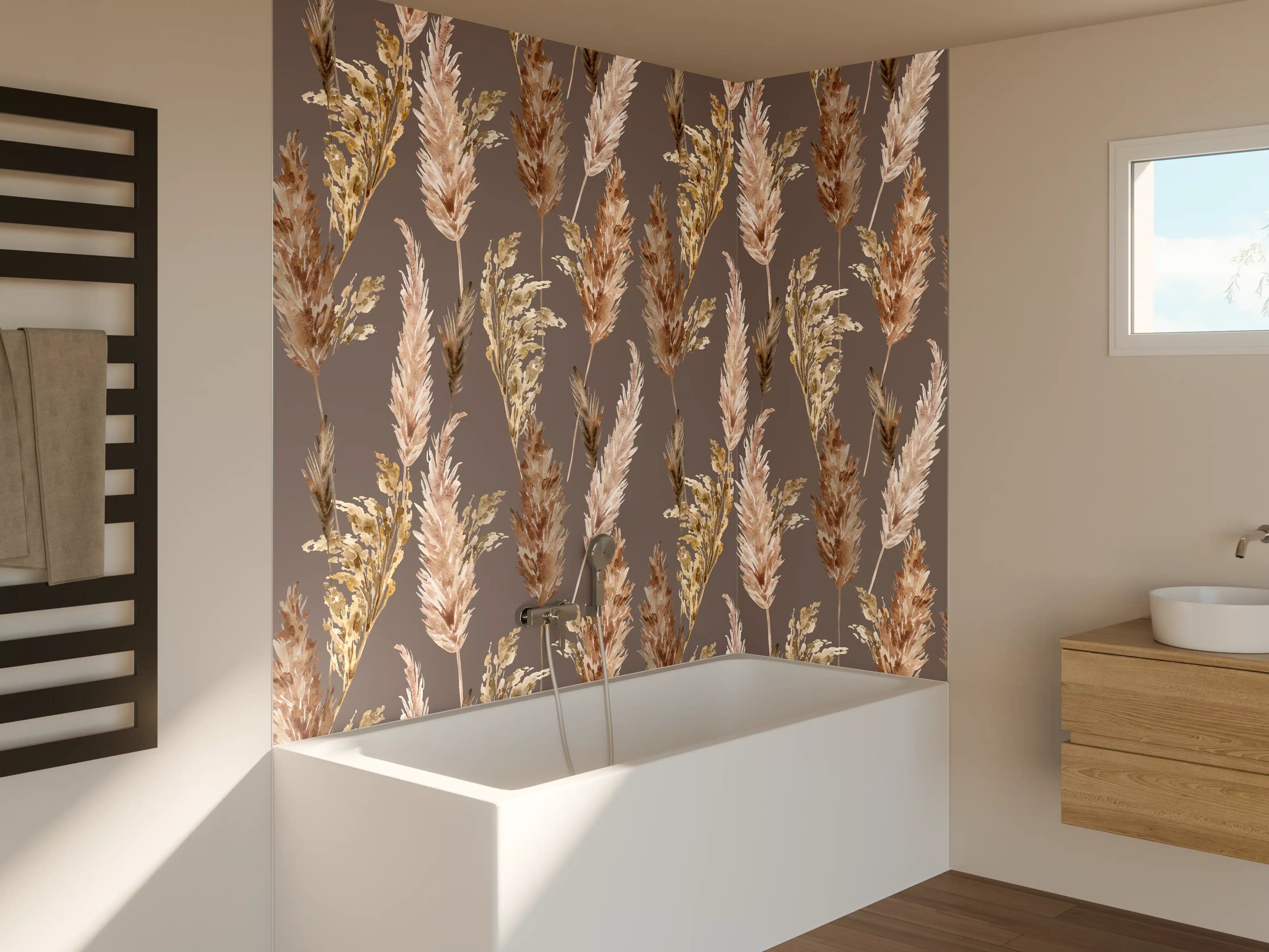 Badewannen-Rückwand - Aquarell floralen Muster 