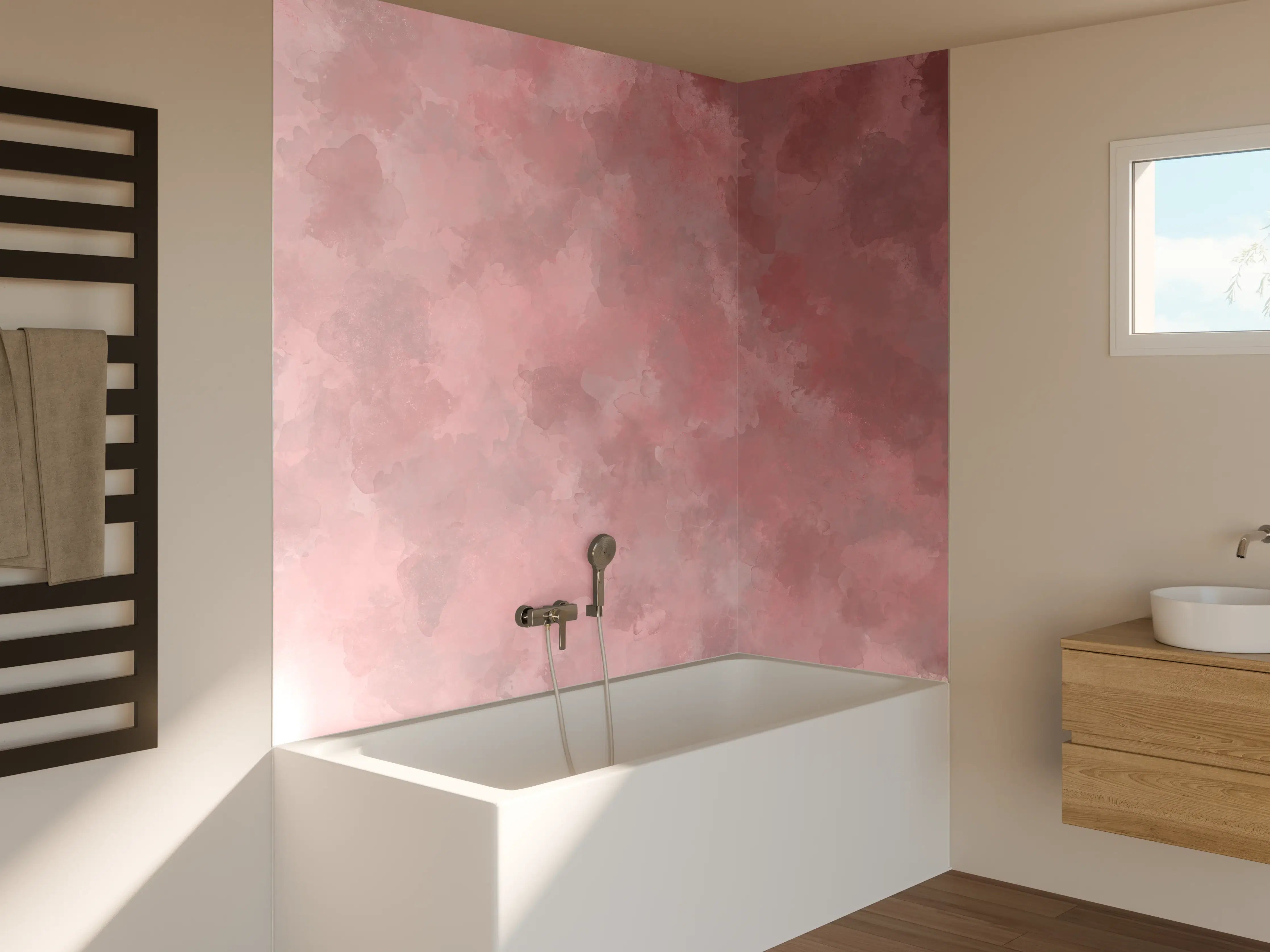 Badewannen-Rückwand - Aquarelle Textur - Kunstmalerei