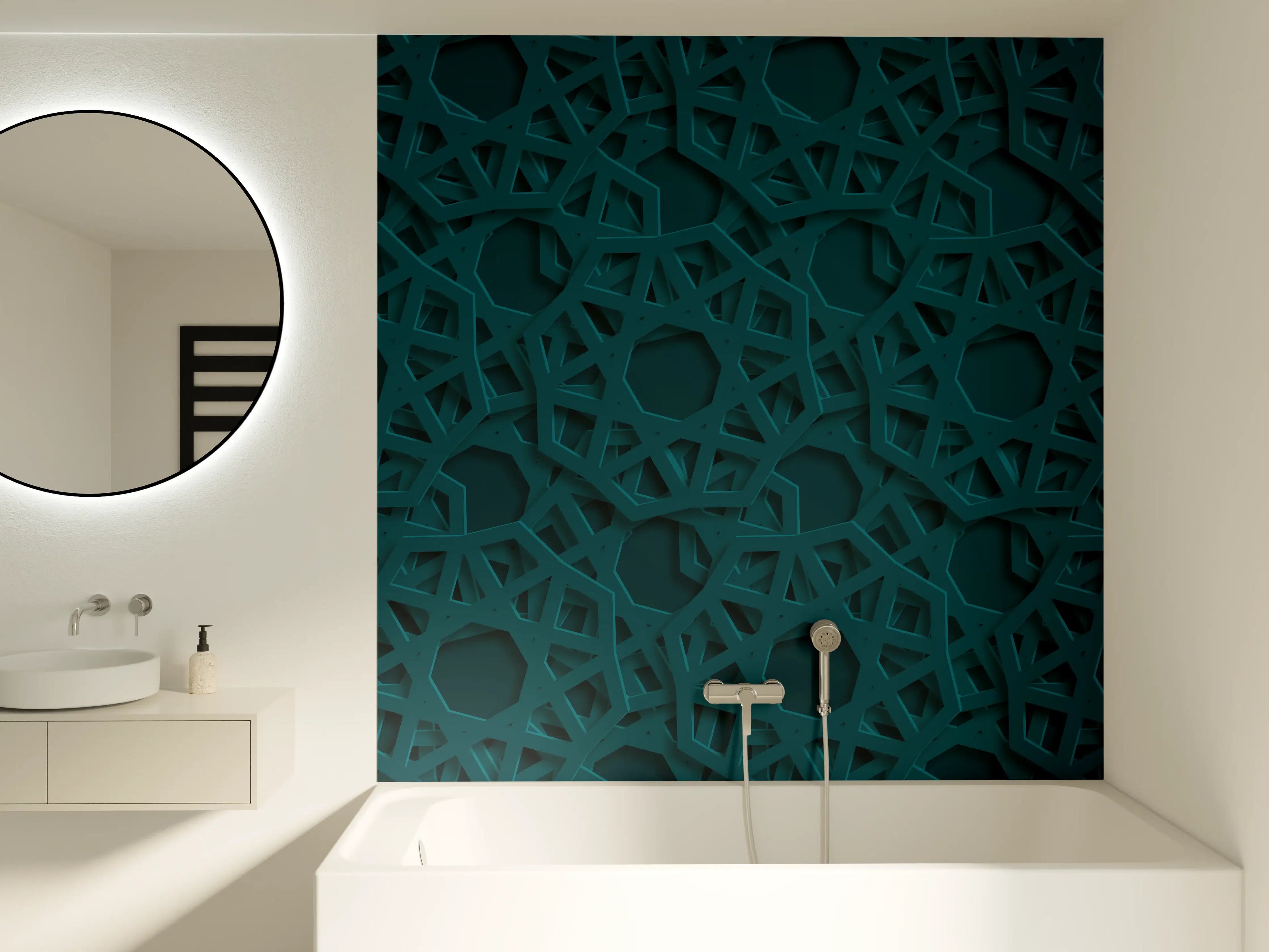 Badewannen-Rückwand - Arabisches Muster Blau Dunkel