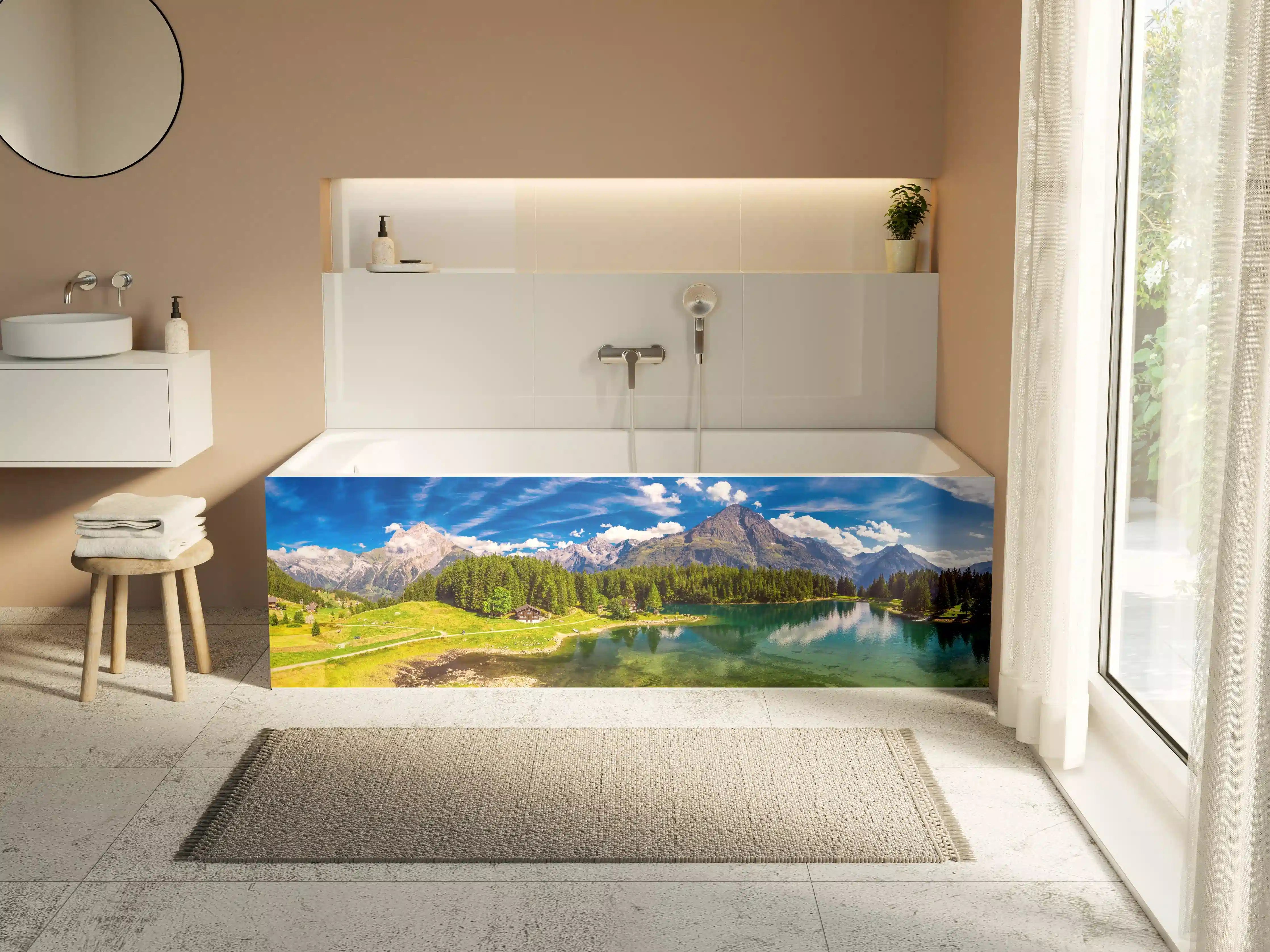 Badewannen-Rückwand - Arnisee mit Schweizer Alpen