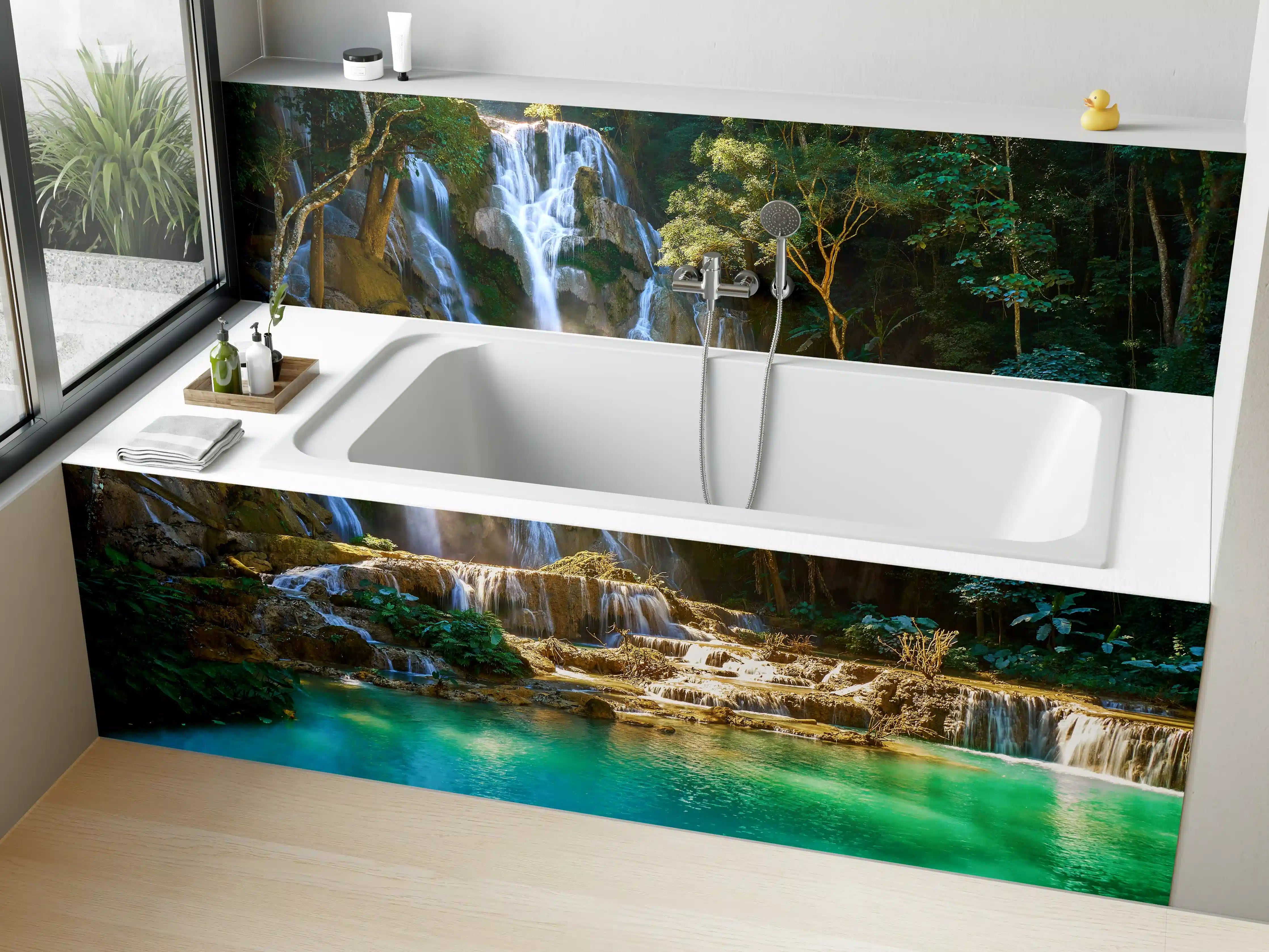 Badewannen-Rückwand - Atemberaubender Wasserfall in Laos