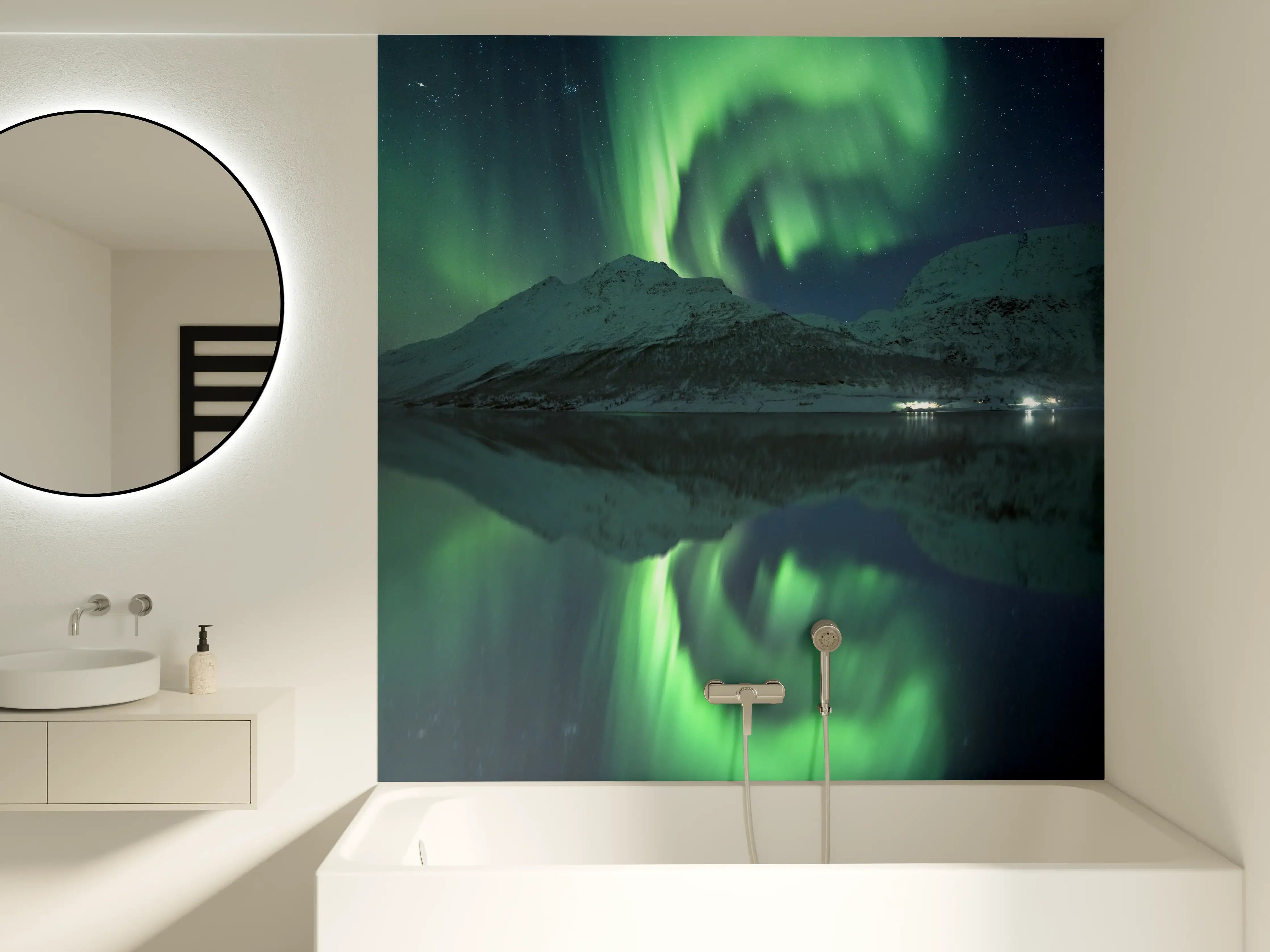 Badewannen-Rückwand - Aurora Borealis Reflexion