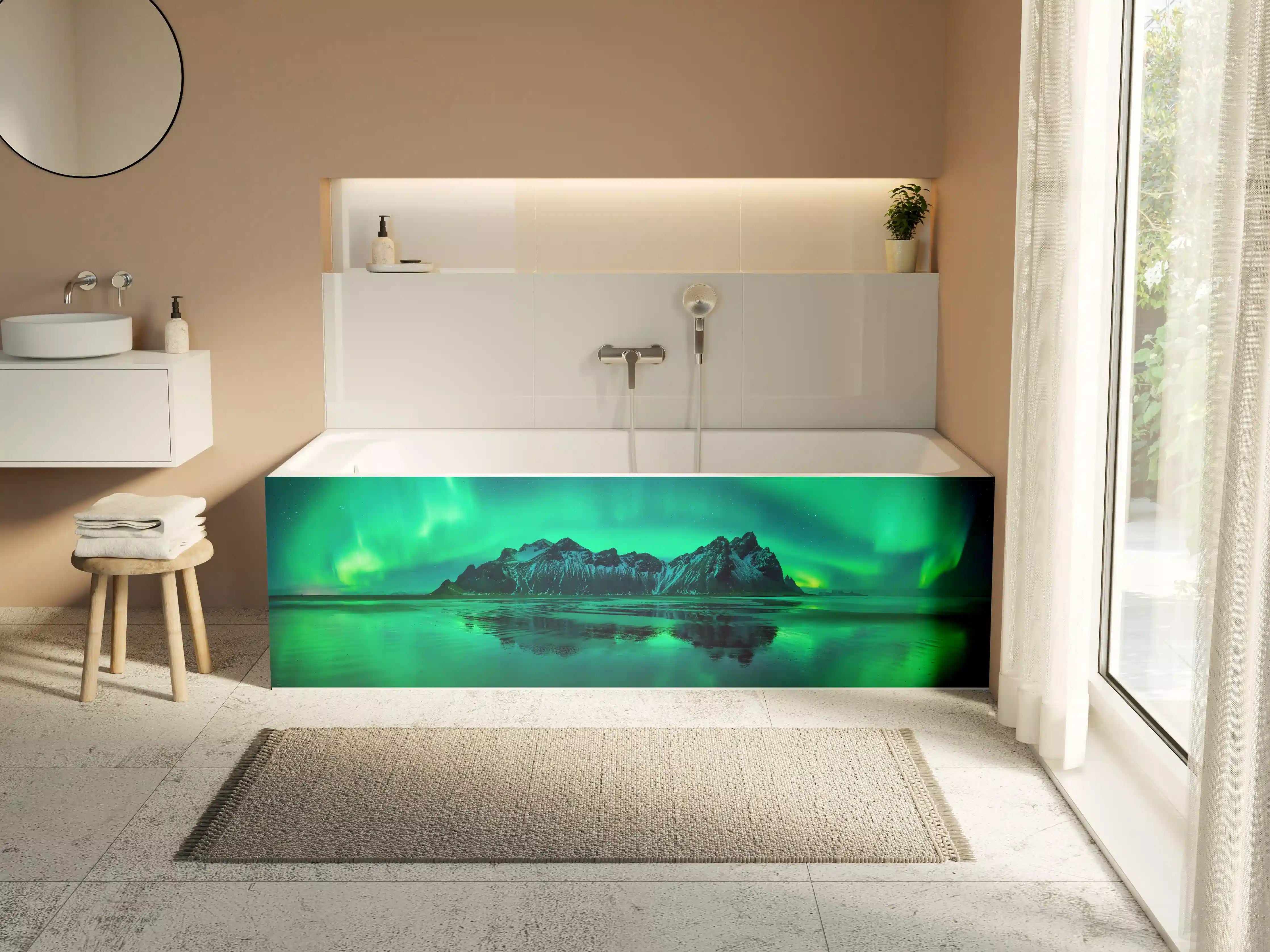 Badewannen-Rückwand - Aurora Stokksnes - Island