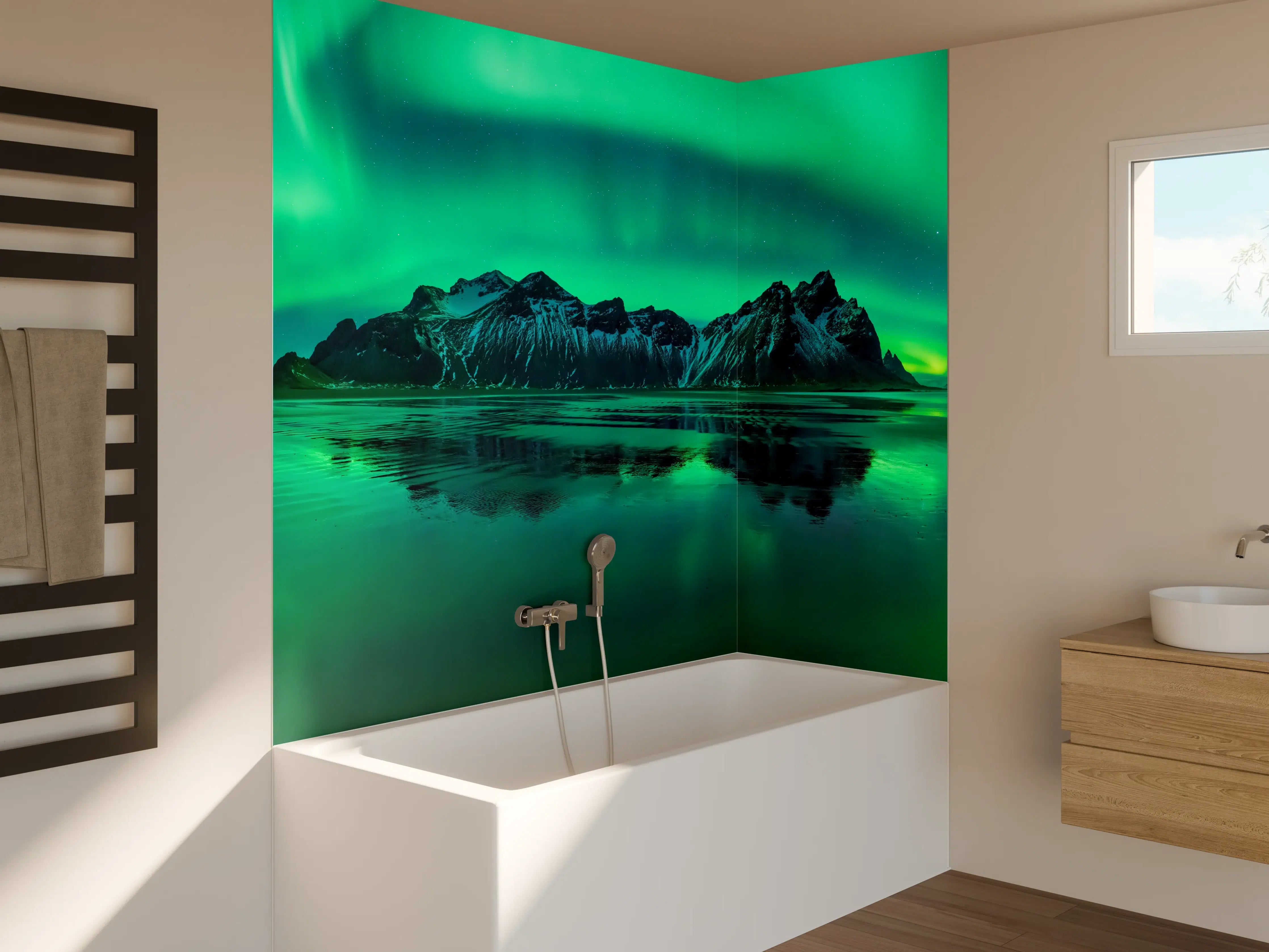 Badewannen-Rückwand - Aurora Stokksnes - Island