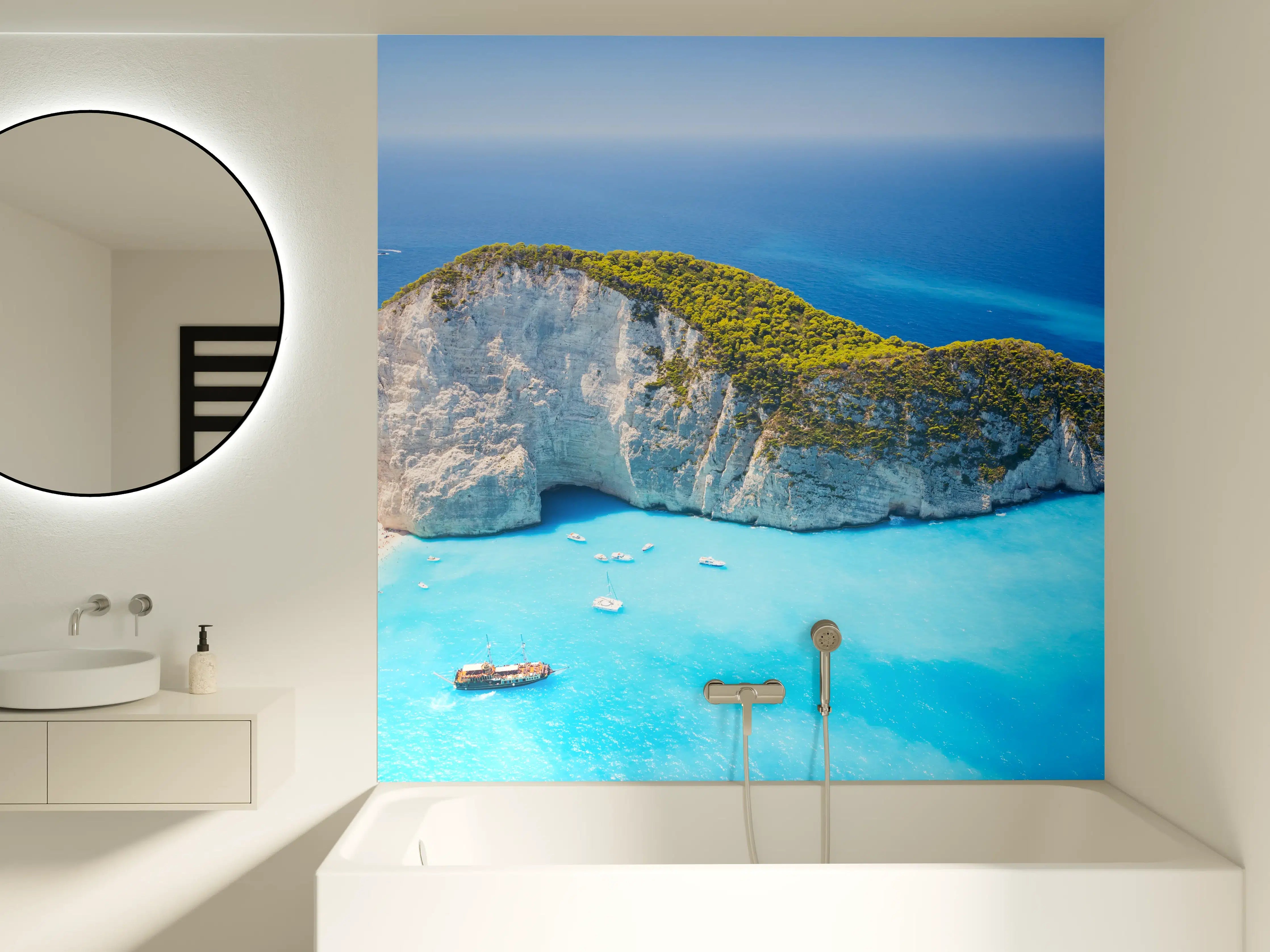 Badewannen-Rückwand - Ausblick auf Zakynthos Bucht