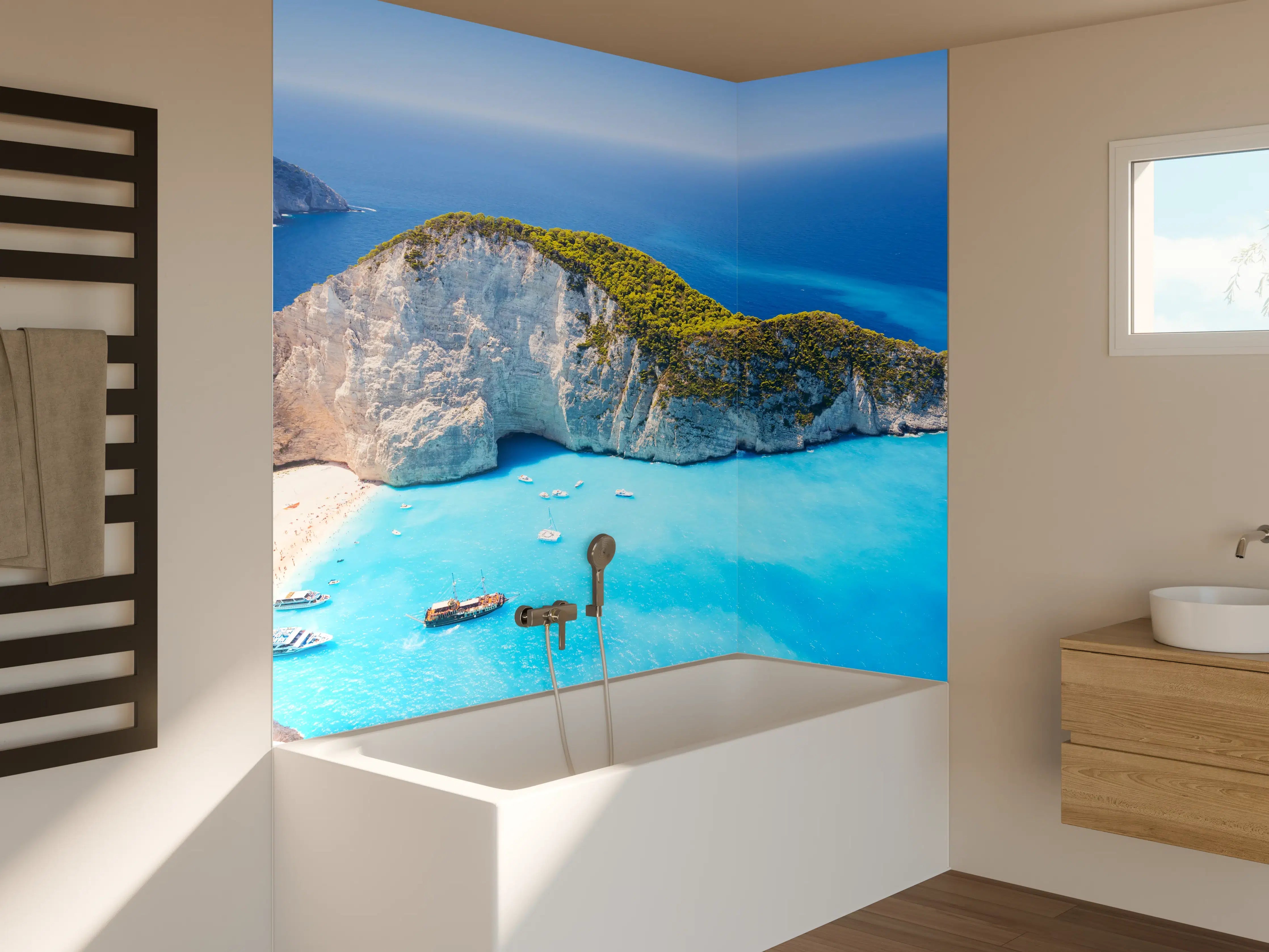 Badewannen-Rückwand - Ausblick auf Zakynthos Bucht