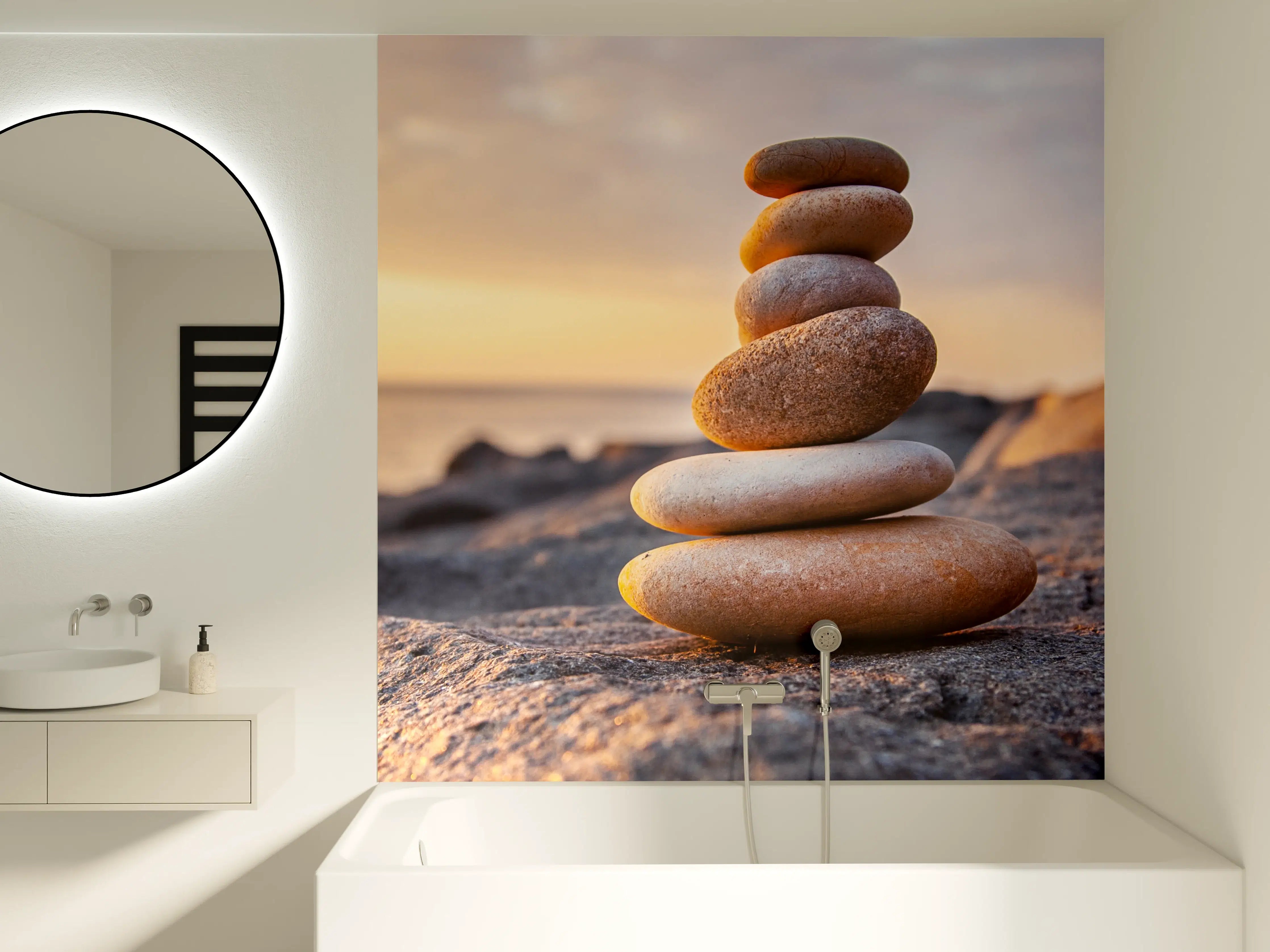 Badewannen-Rückwand - Ausgeglichenheit am Strand bei Sonnenuntergang