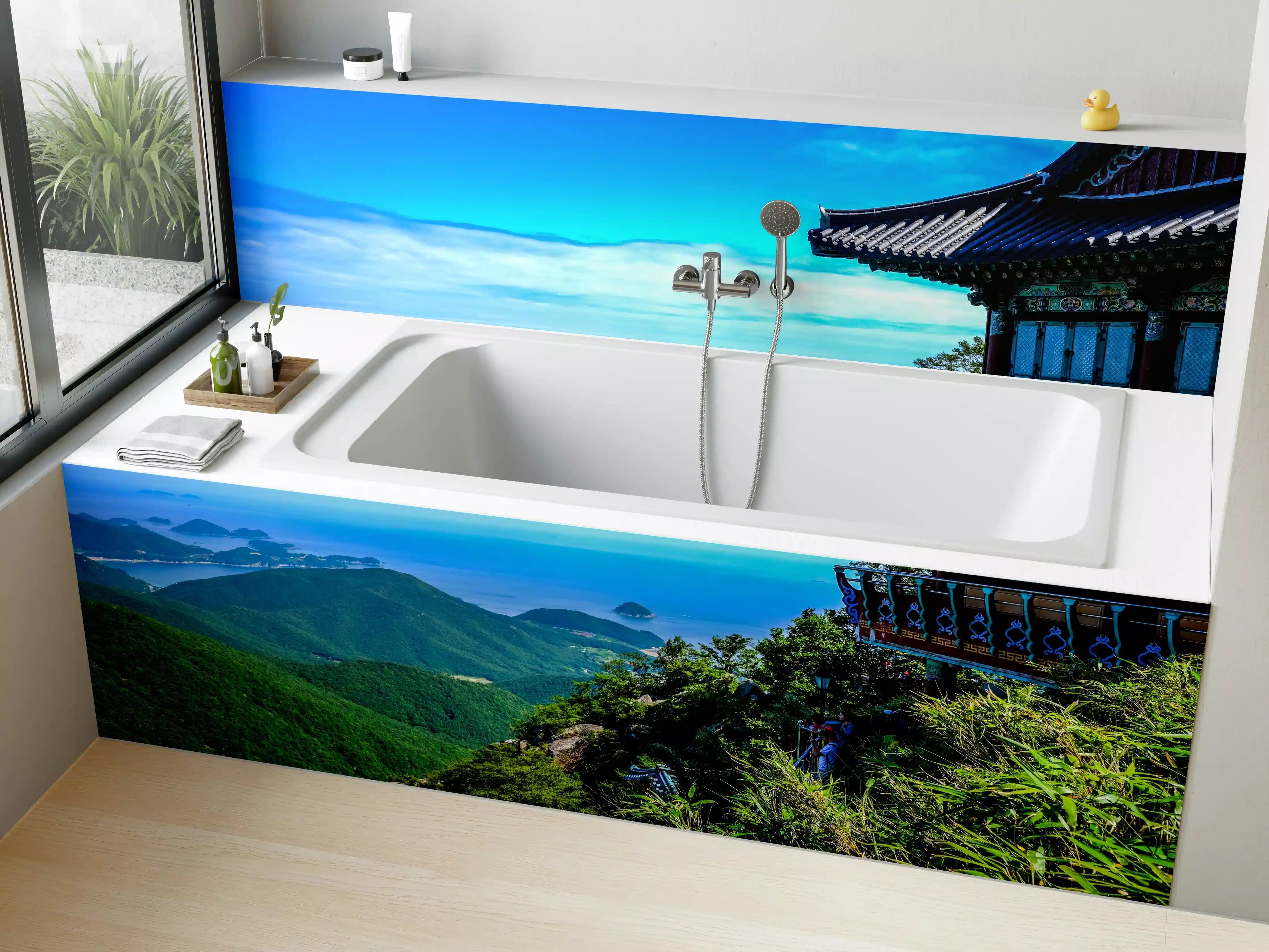 Badewannen-Rückwand - Aussicht eines Berges in Südkorea 