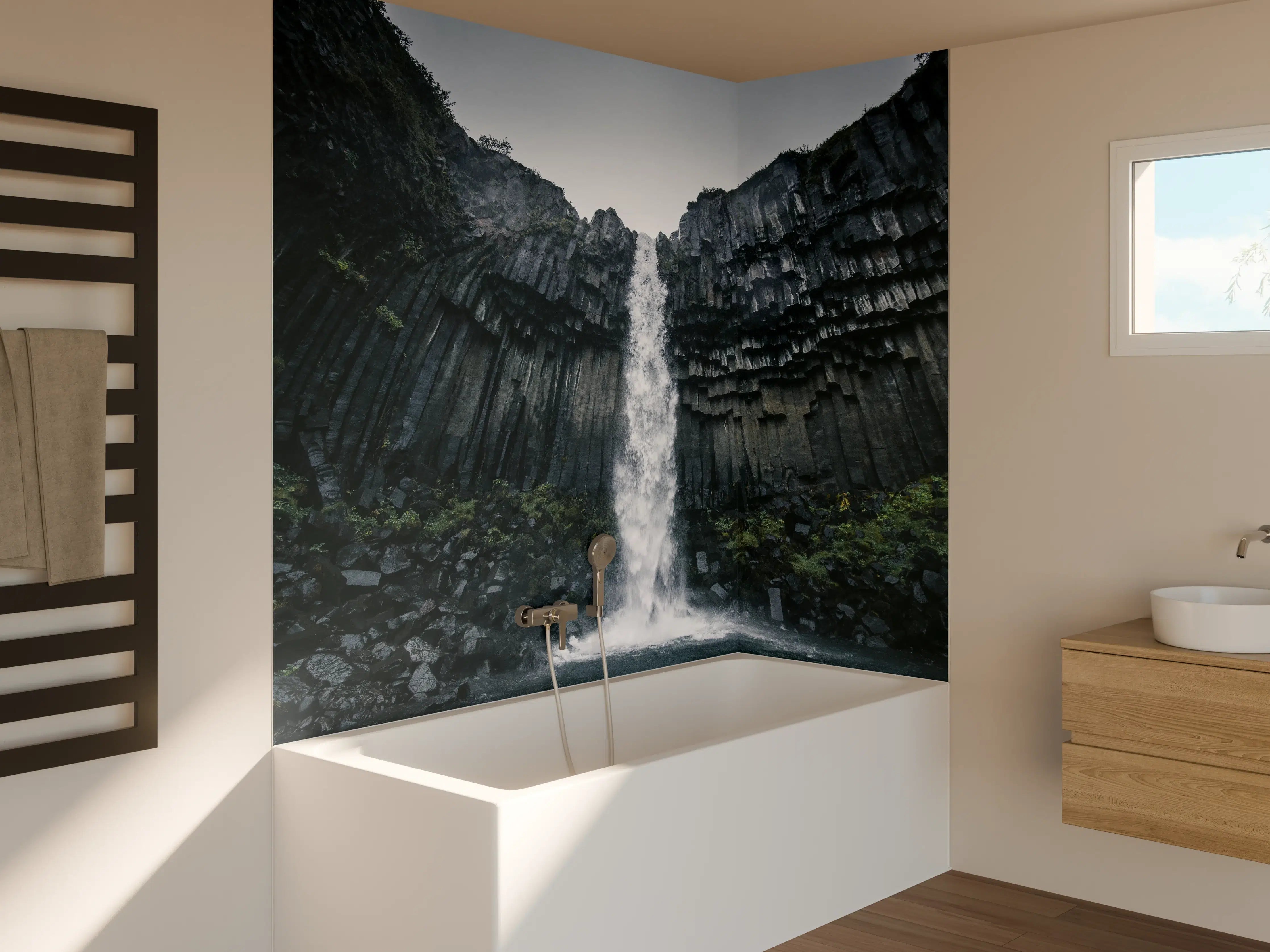 Badewannen-Rückwand - Beeindruckender Svartifoss Wasserfall