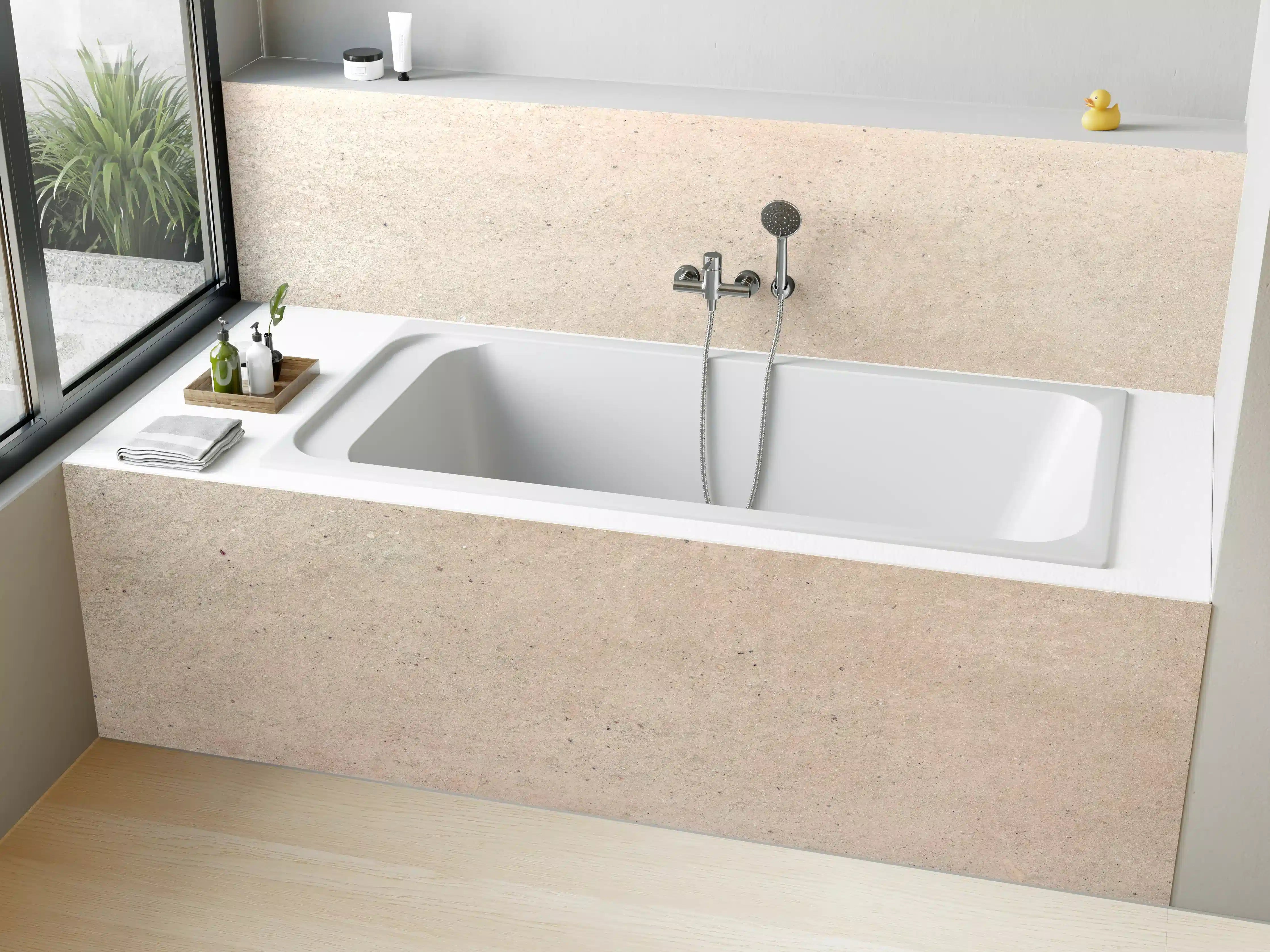 Badewannen-Rückwand - Beige Betonhintergrund