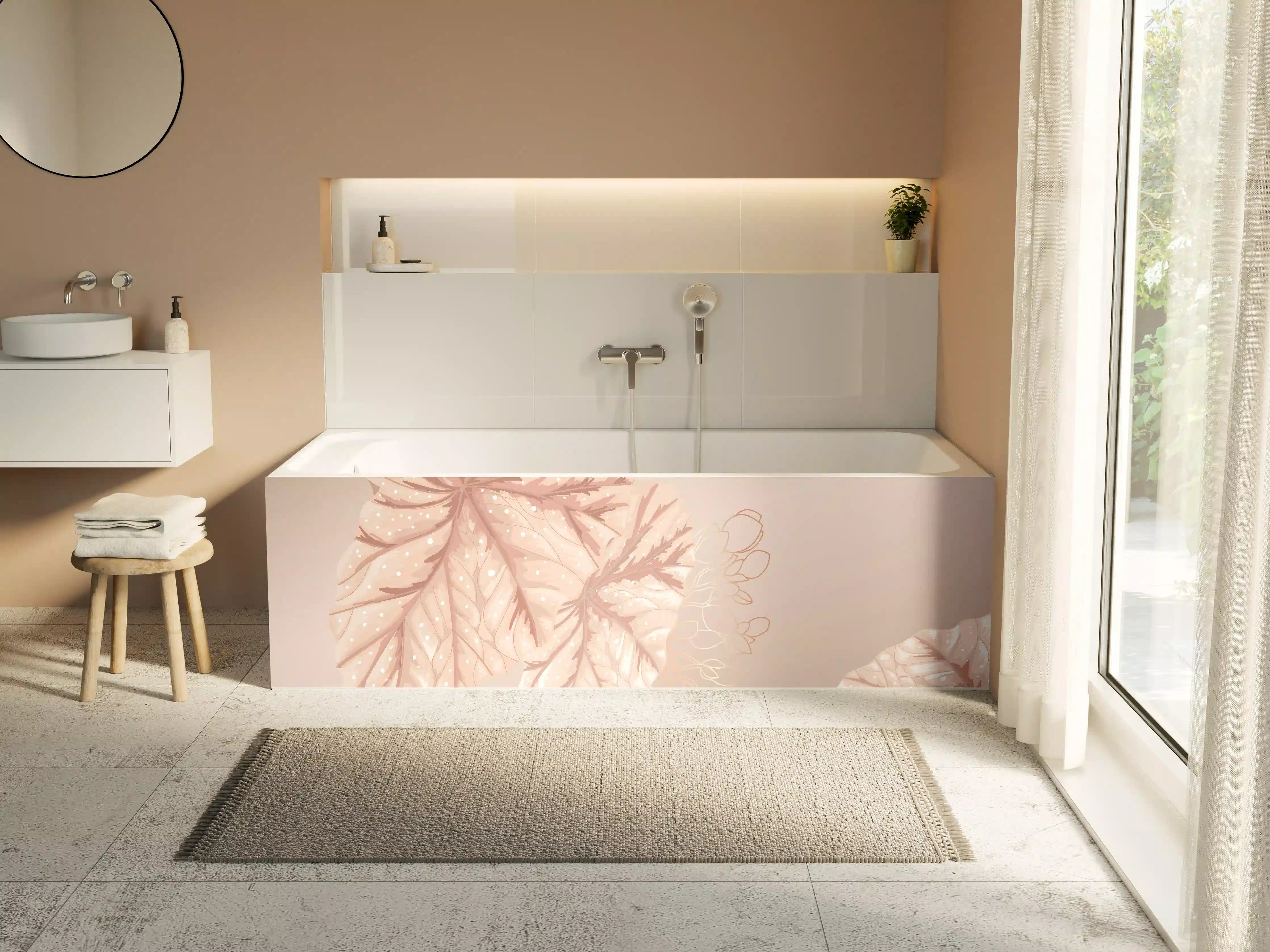 Badewannen-Rückwand - Beige Blätter Illustration