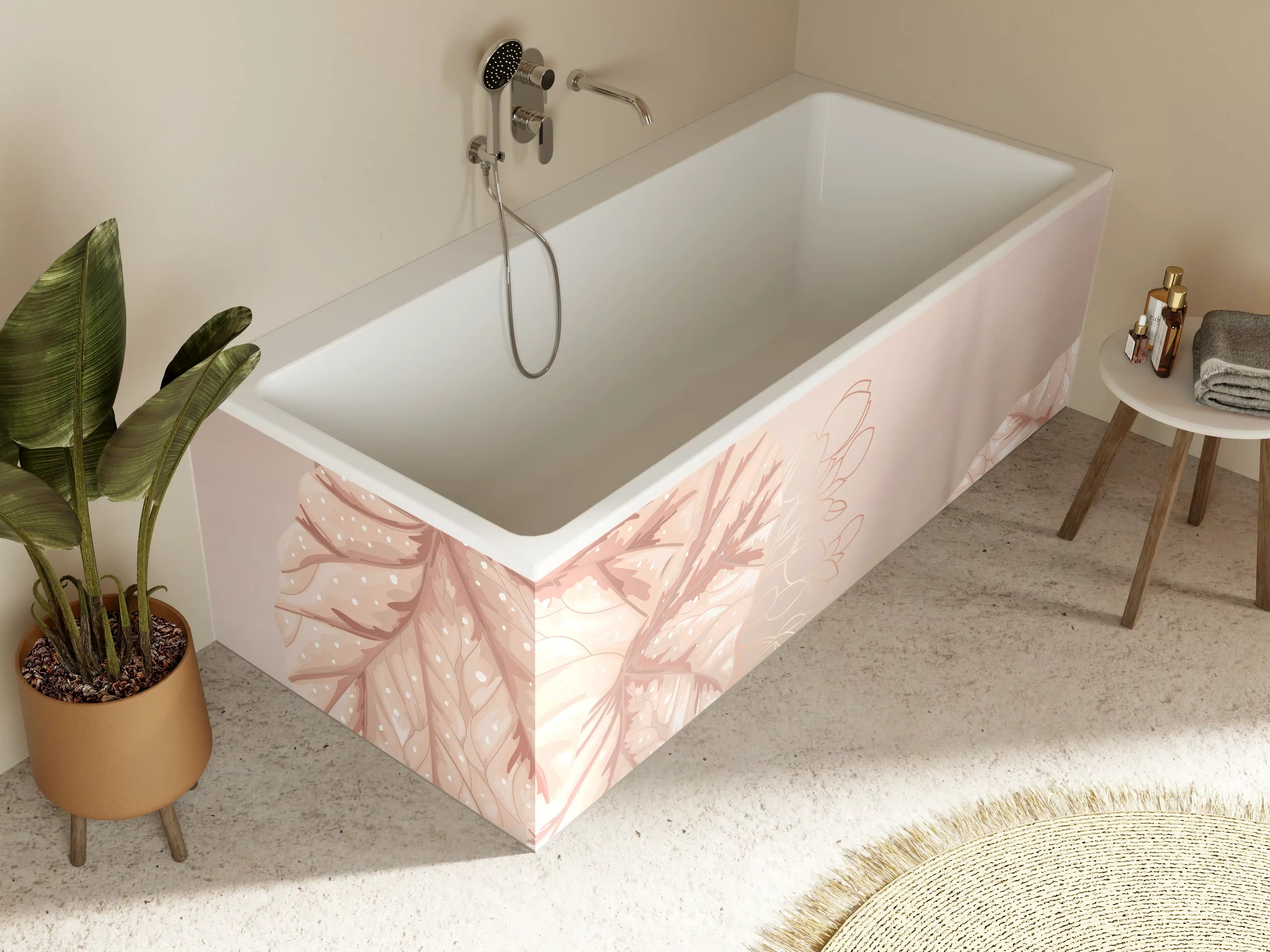 Badewannen-Rückwand - Beige Blätter Illustration