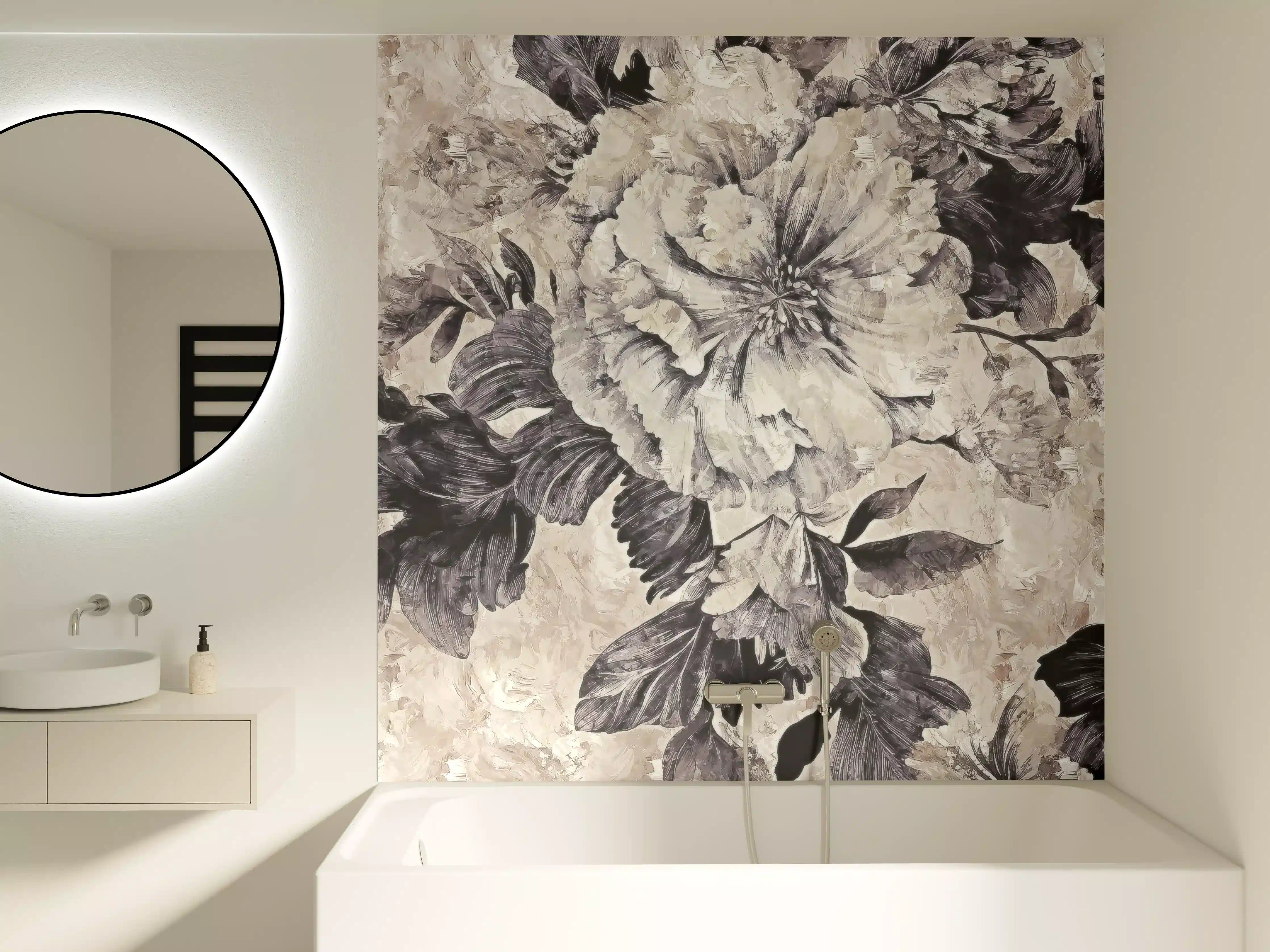 Badewannen-Rückwand - Beige Blumenmuster Textur
