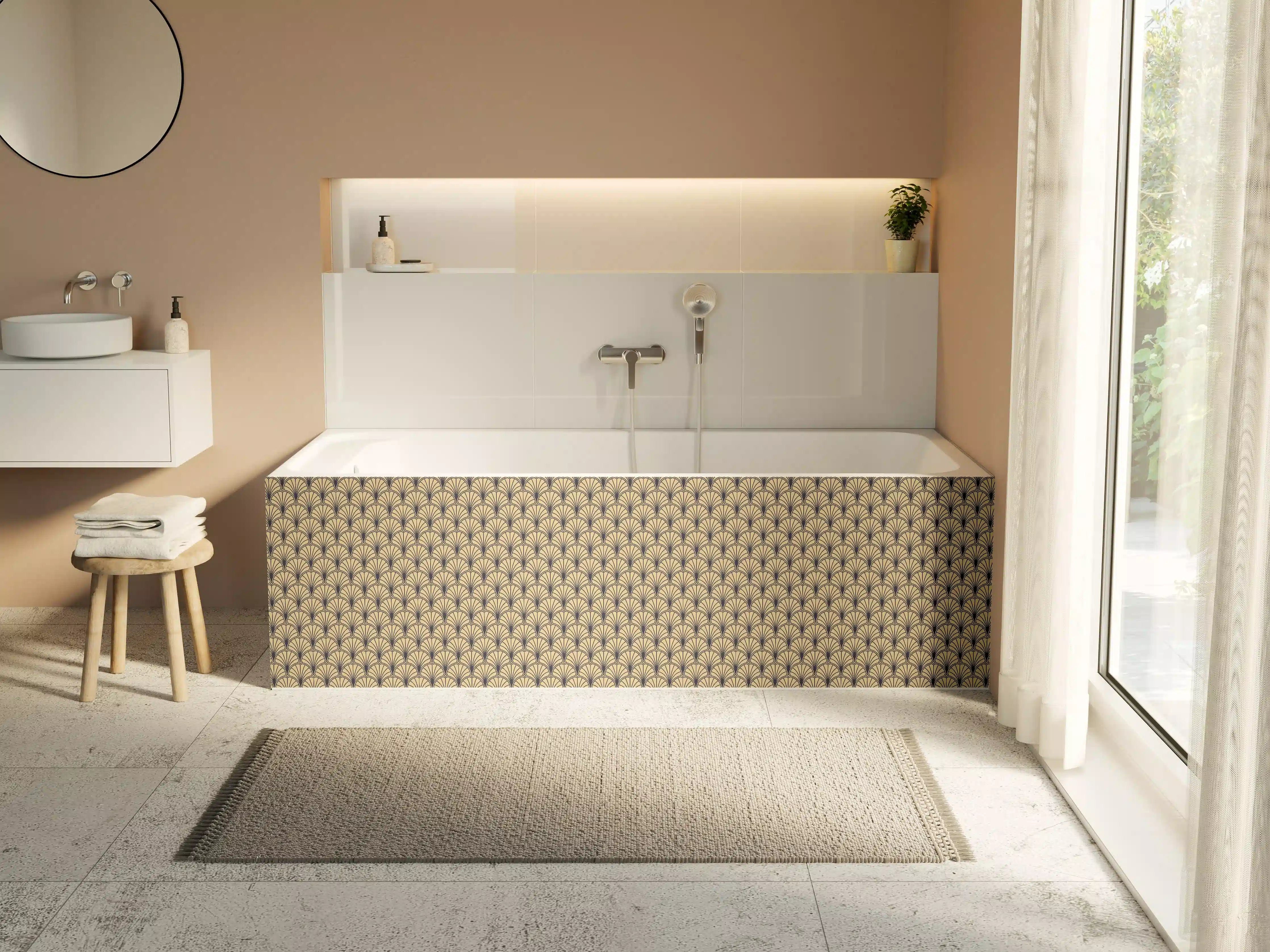 Badewannen-Rückwand - Beige Braune Webstruktur