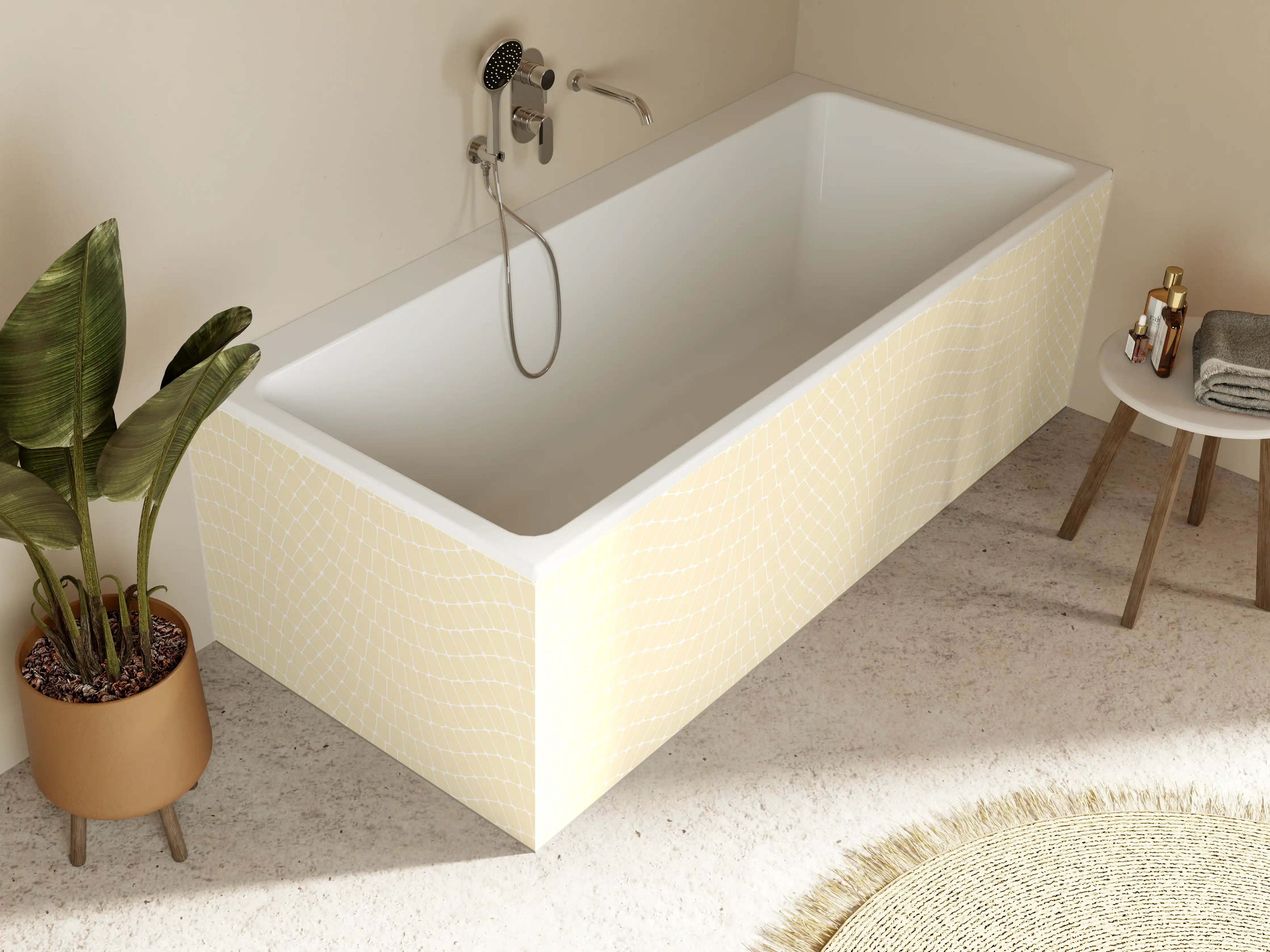 Badewannen-Rückwand - Beige-Geometrisches Muster