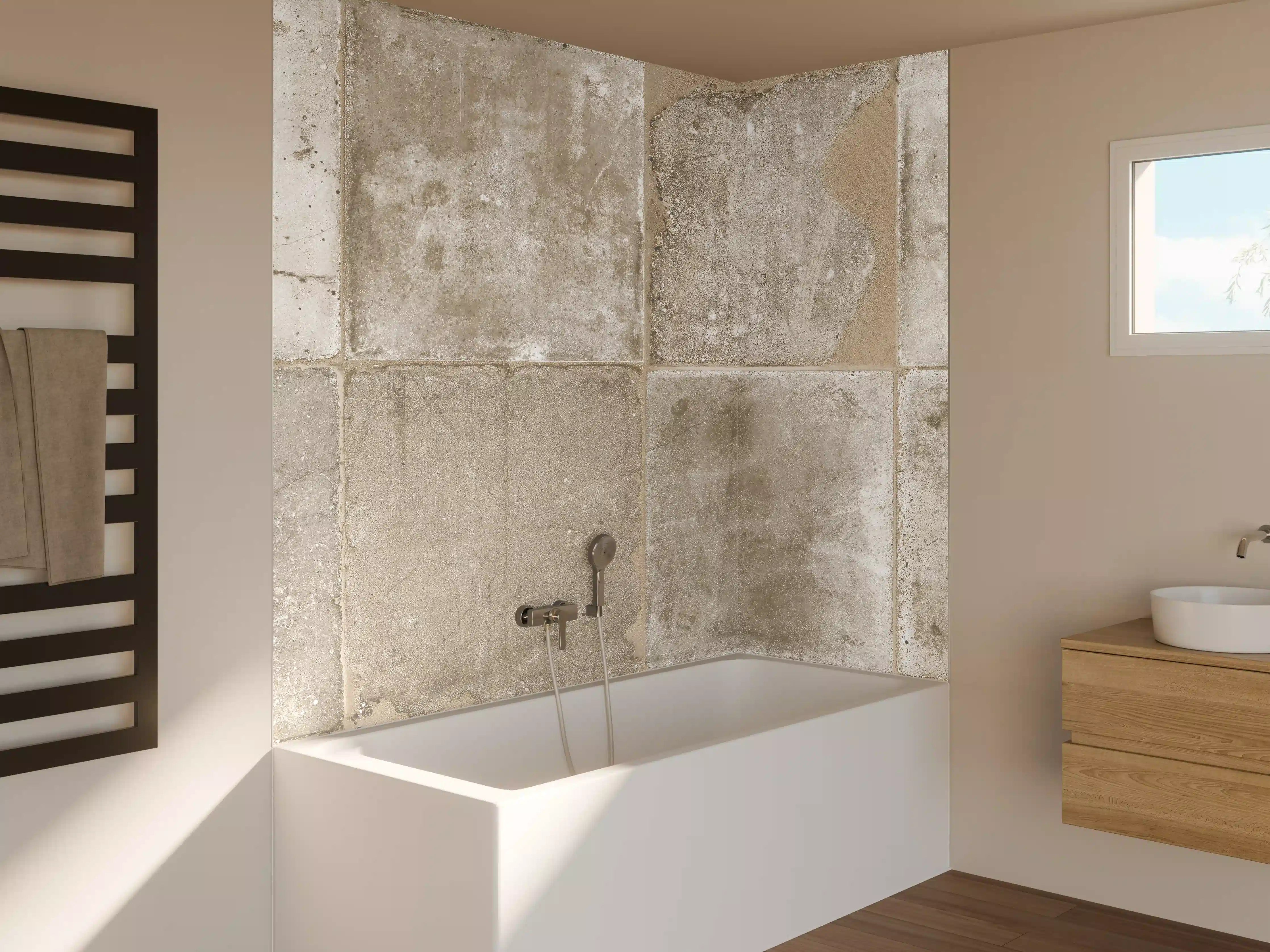 Badewannen-Rückwand - Beige Grau Steinwand-Textur
