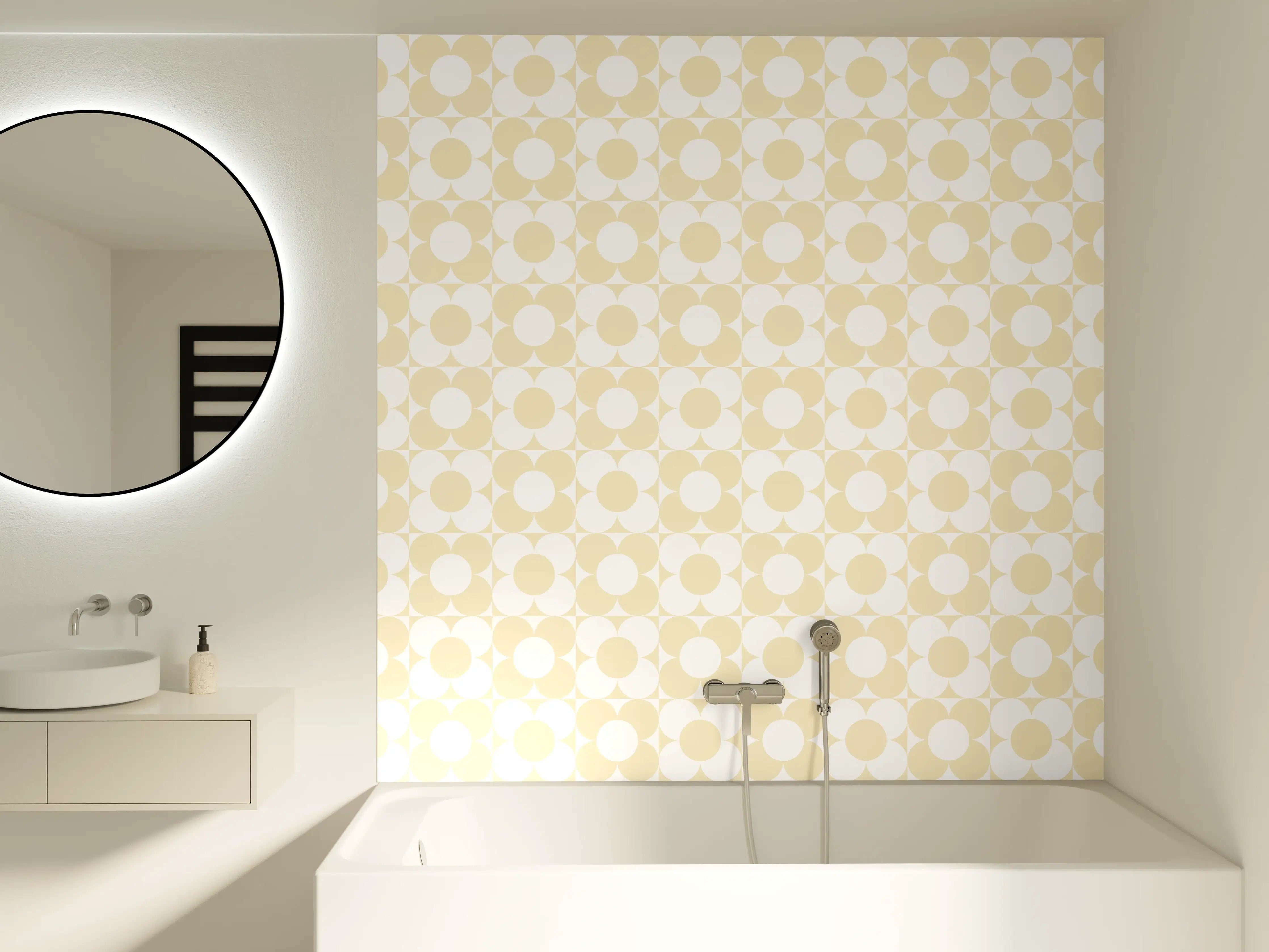 Badewannen-Rückwand - Beige Kreise Muster