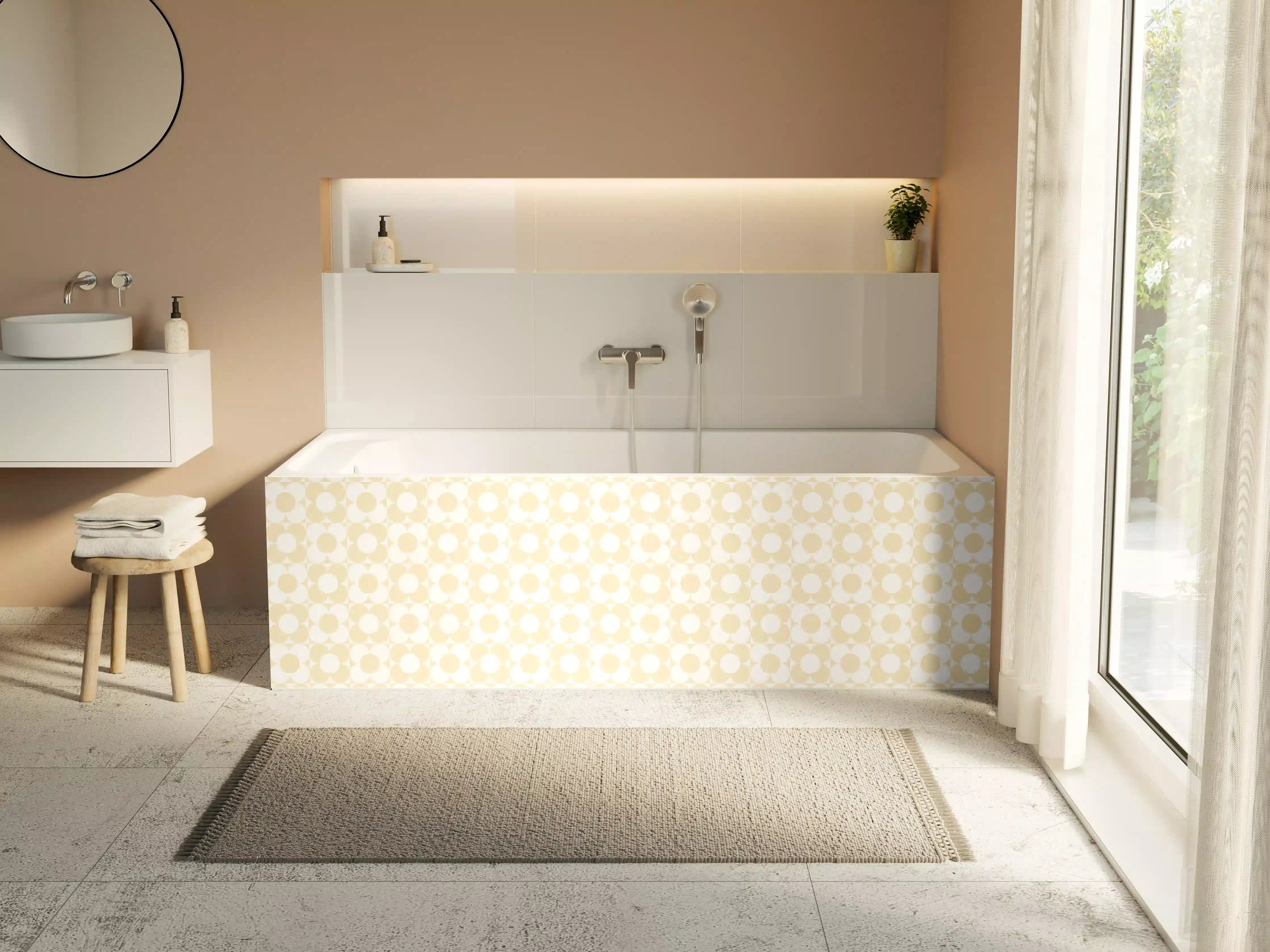 Badewannen-Rückwand - Beige Kreise Muster