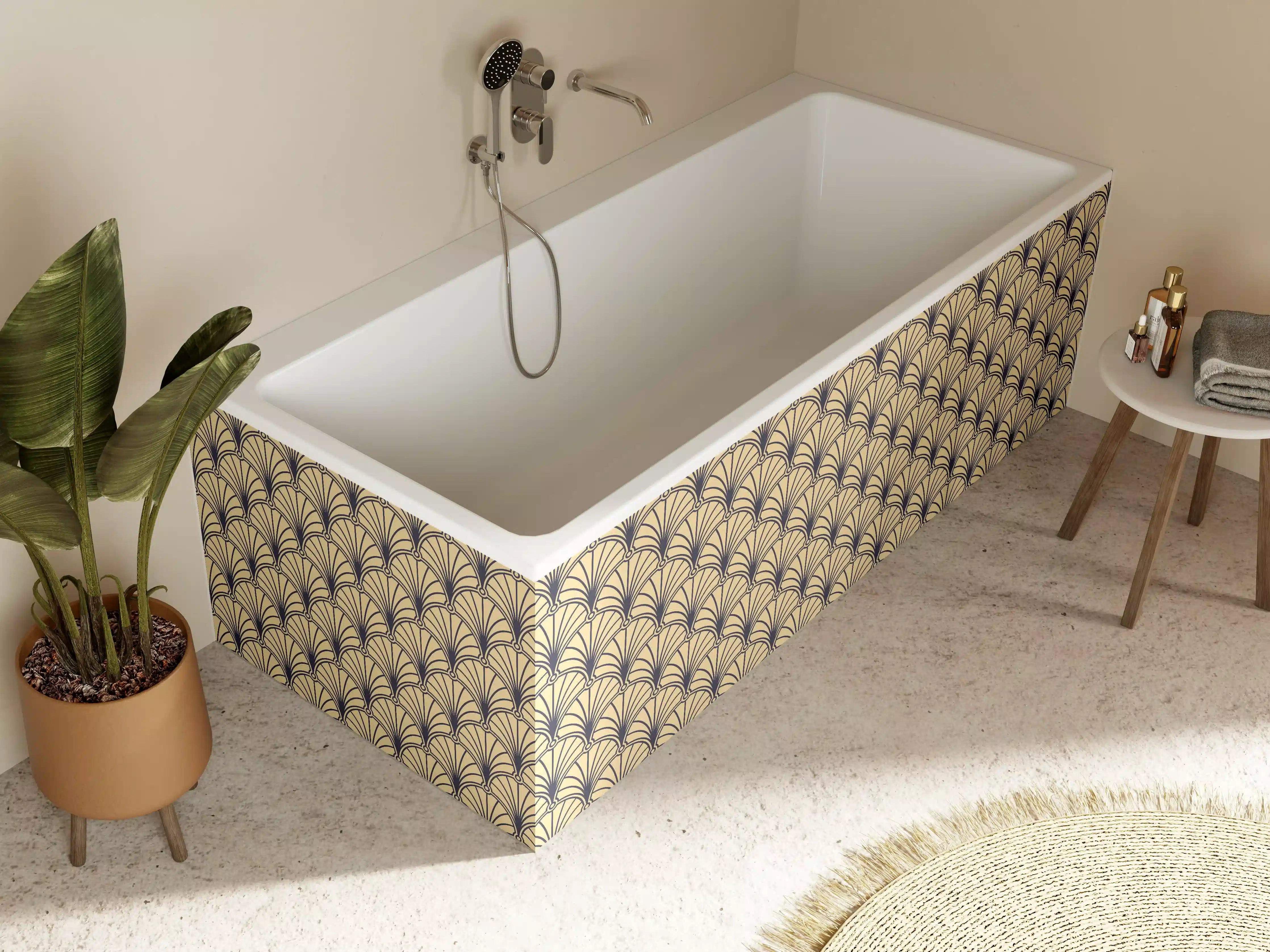Badewannen-Rückwand - Beige Muster Tapete