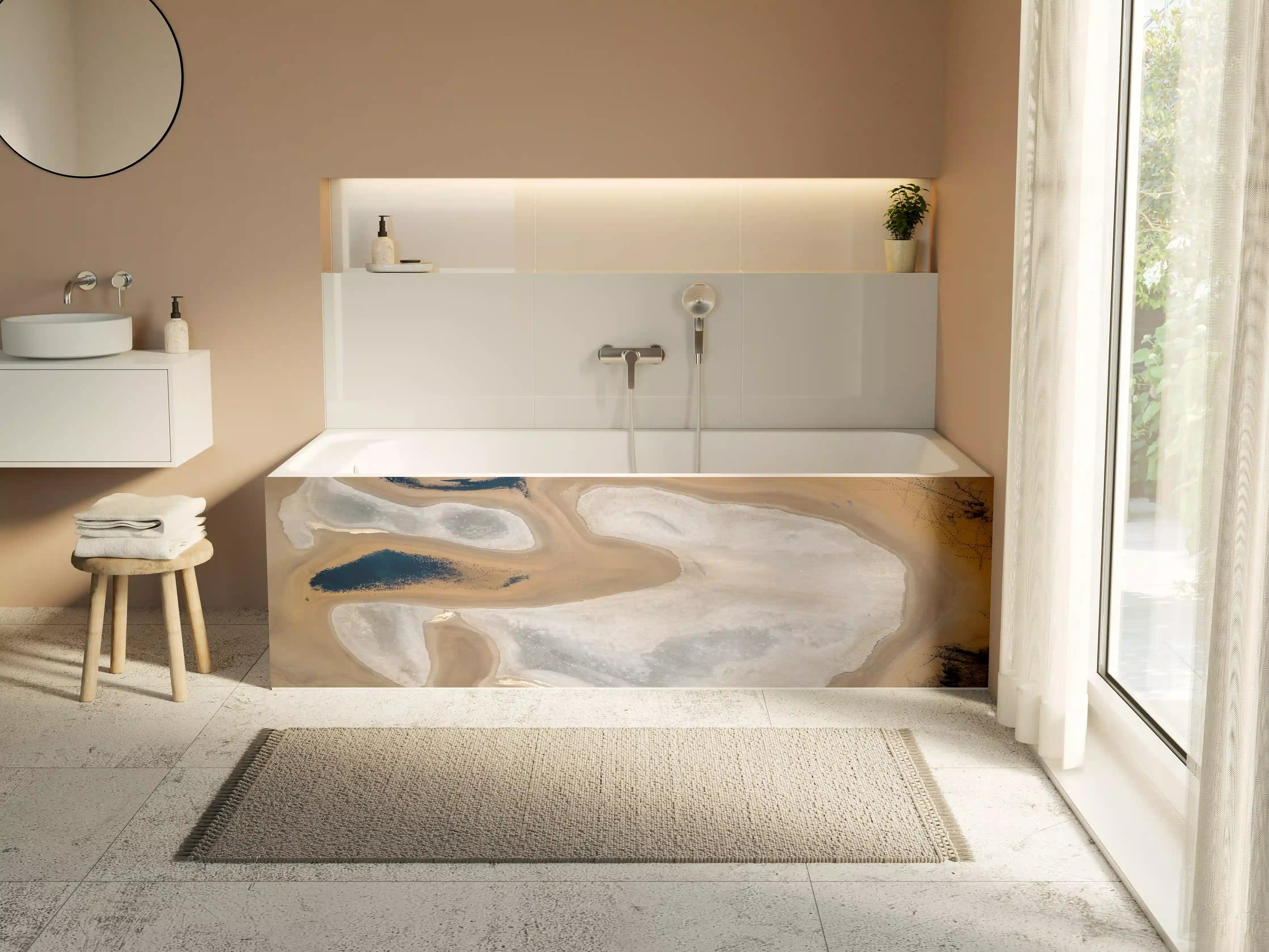 Badewannen-Rückwand - Beige Sand Abstraktion