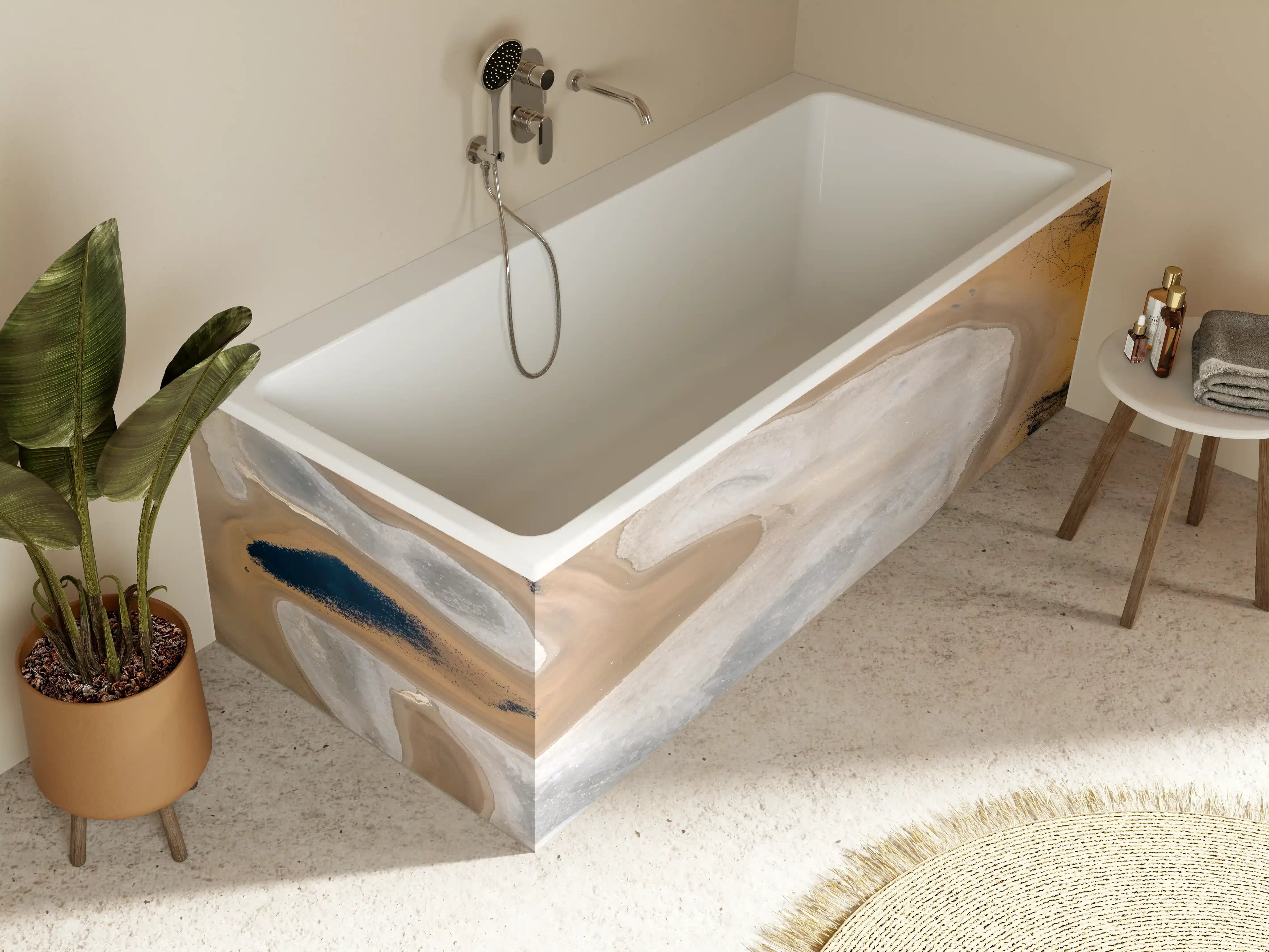 Badewannen-Rückwand - Beige Sand Abstraktion