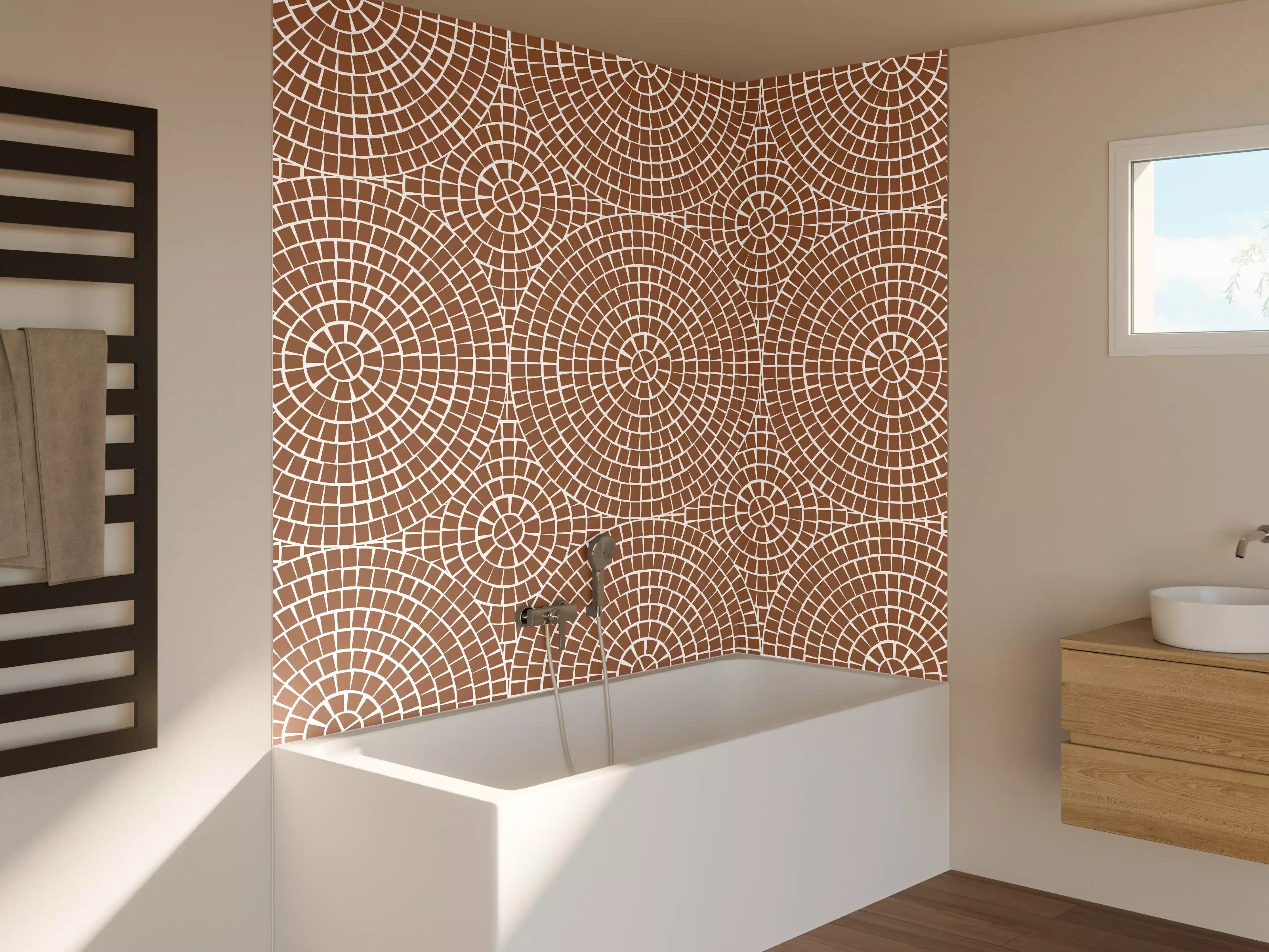 Badewannen-Rückwand - Beige Taschenlampe mit Muster