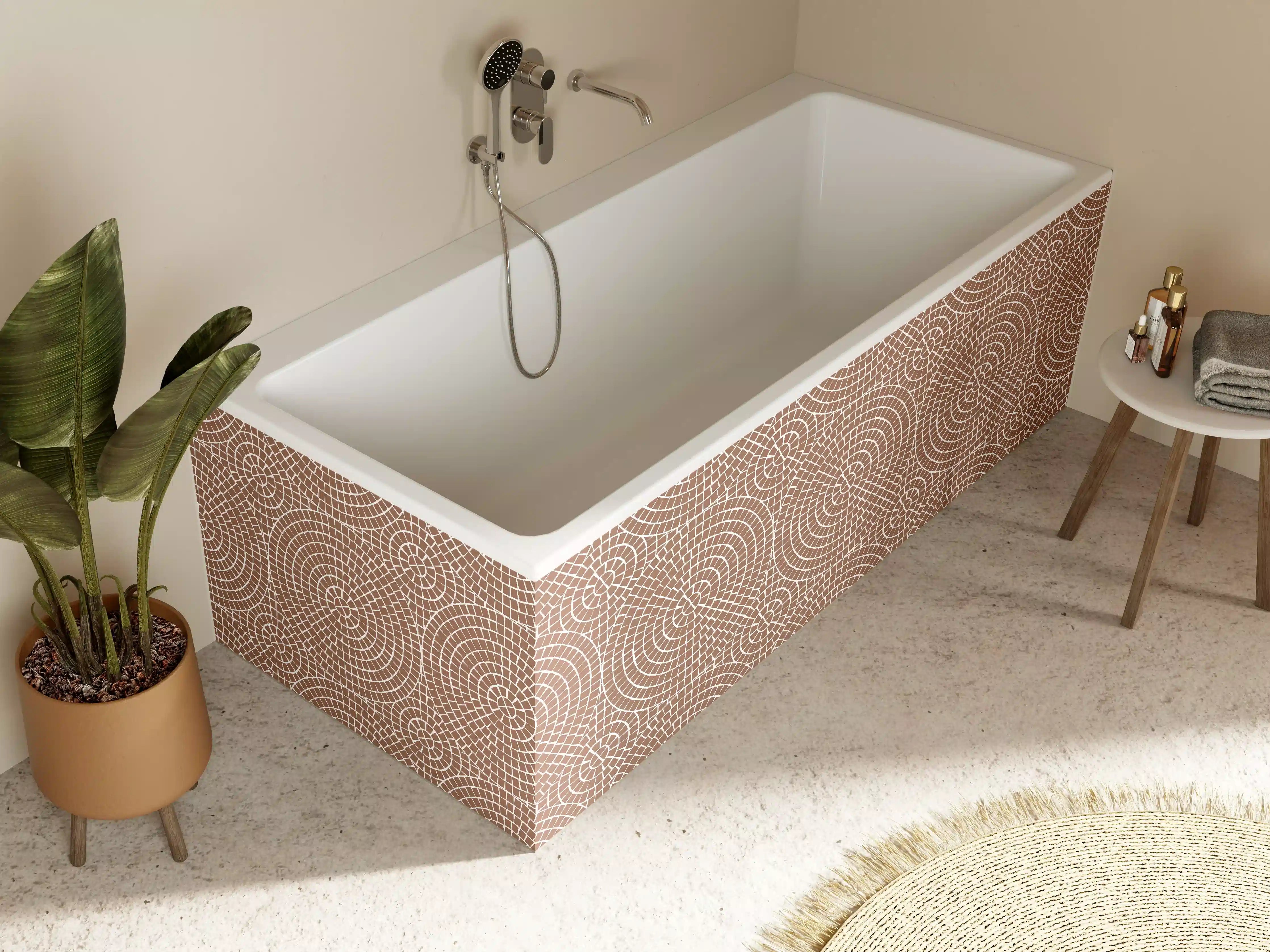 Badewannen-Rückwand - Beige Taschenlampe mit Muster