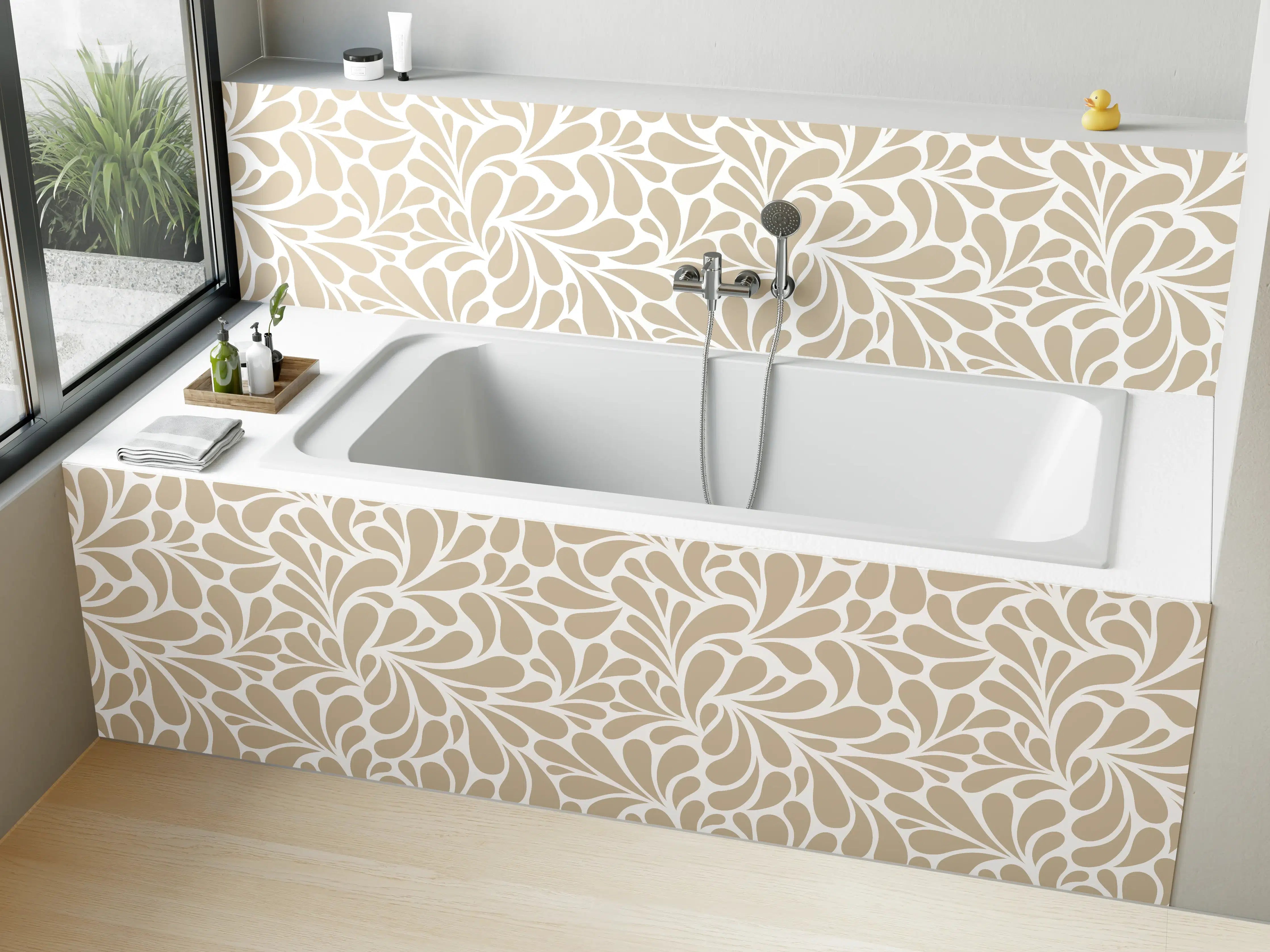Badewannen-Rückwand - Beige-Weiße Mustergestaltung