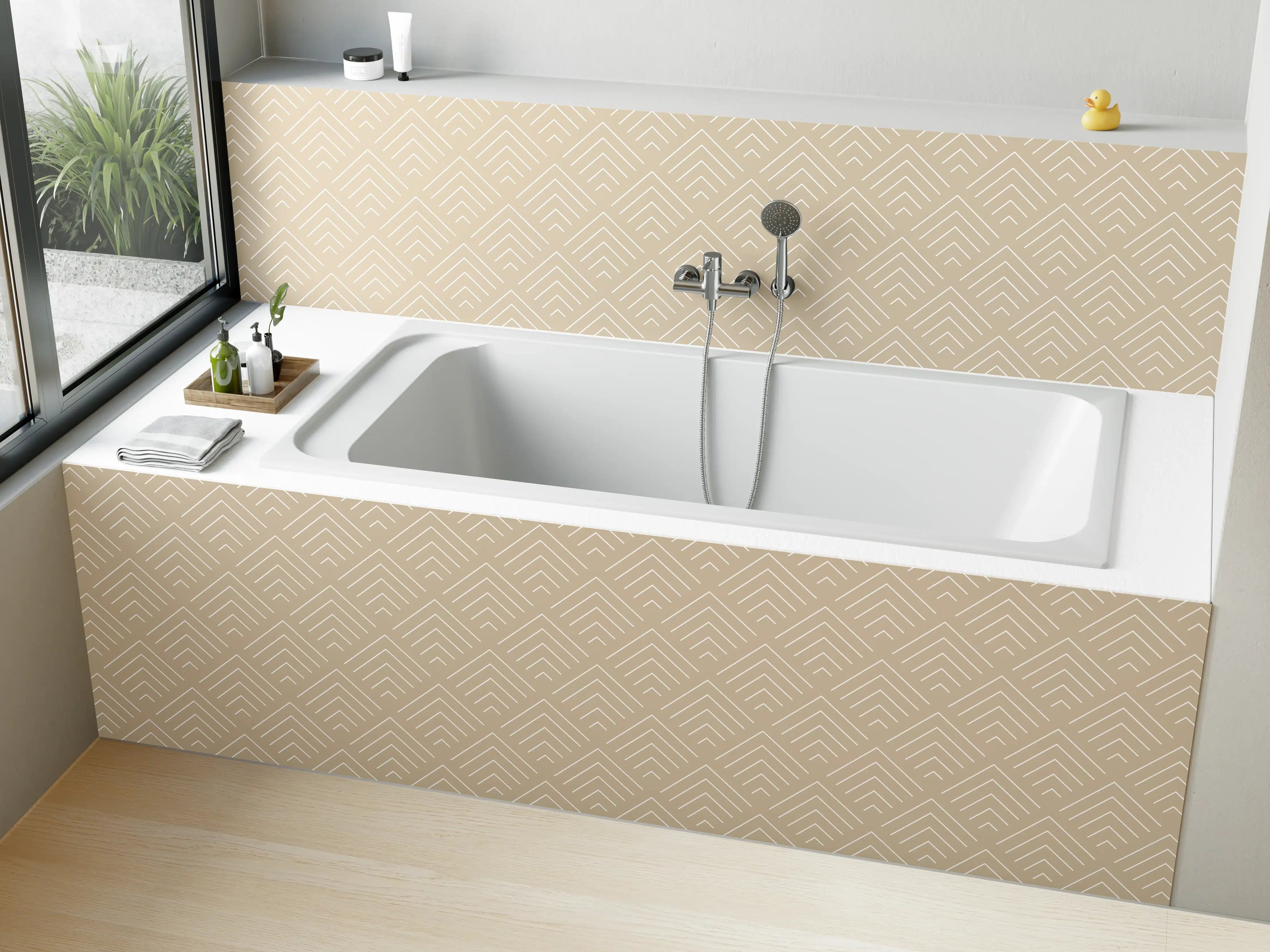Badewannen-Rückwand - Beige-geometrisches Muster mit subtilen Linien