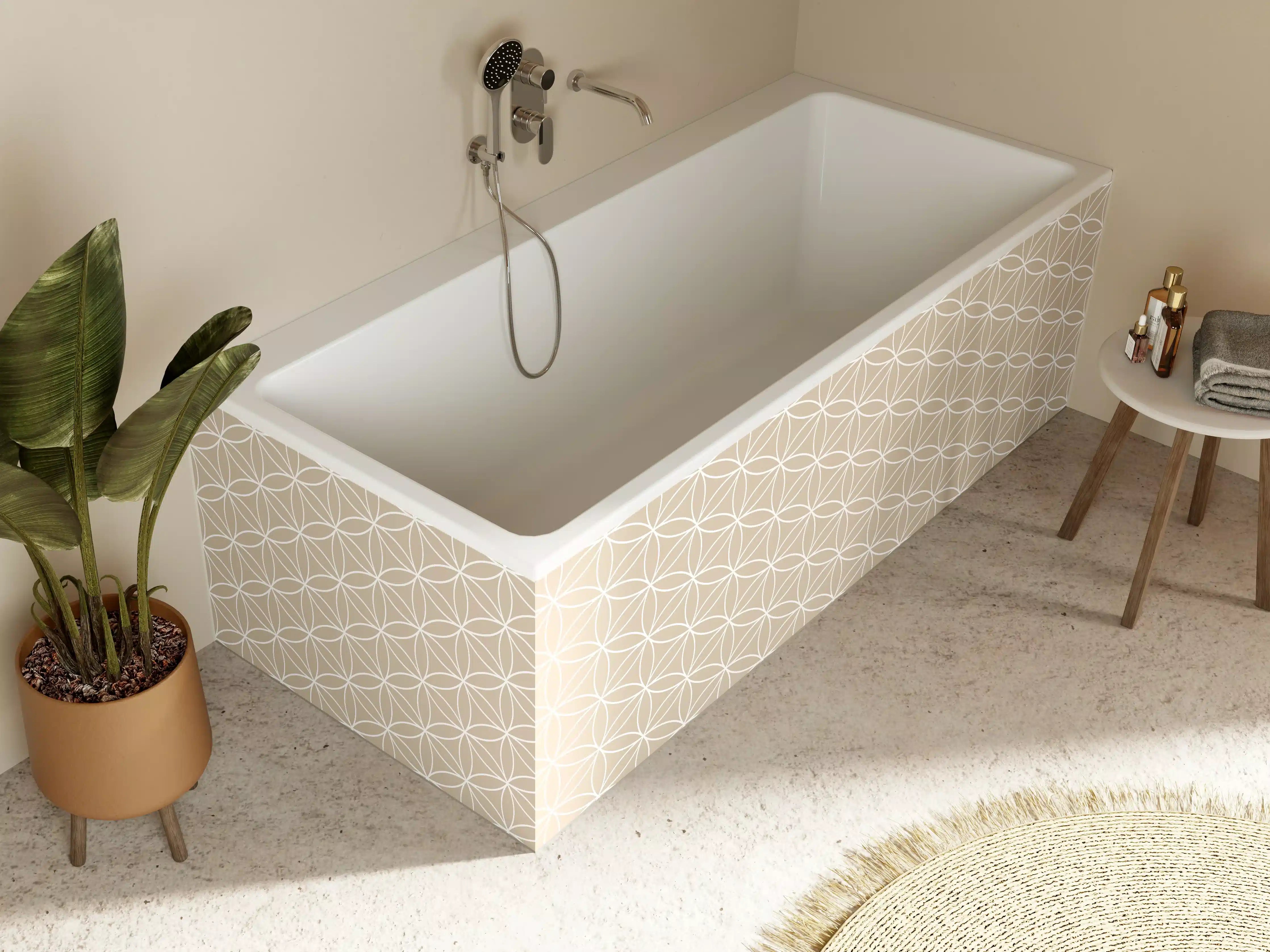 Badewannen-Rückwand - Beige geometrisches Muster, modern und elegant