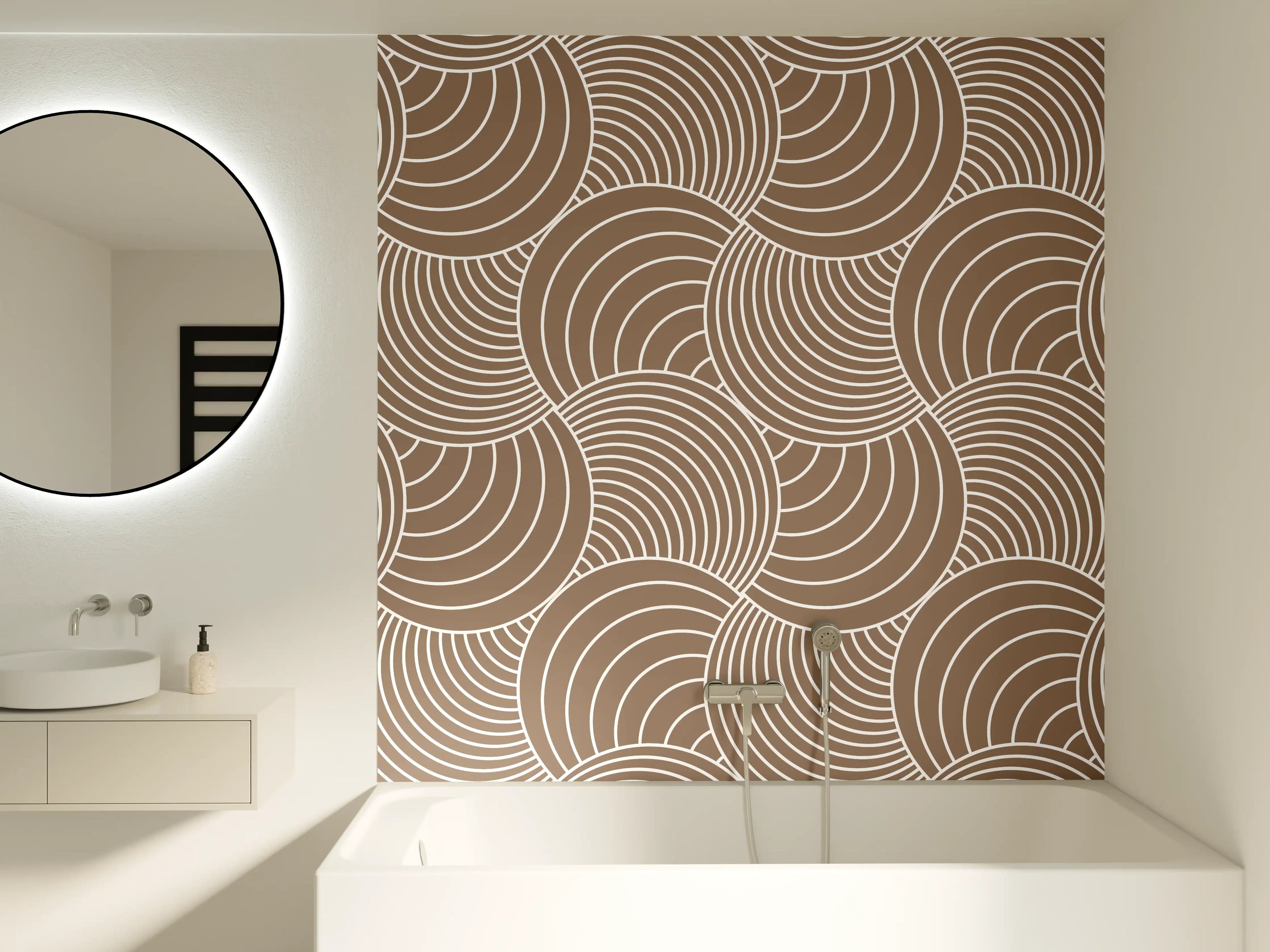 Badewannen-Rückwand - Beige und Weiß-wellenförmige Textur