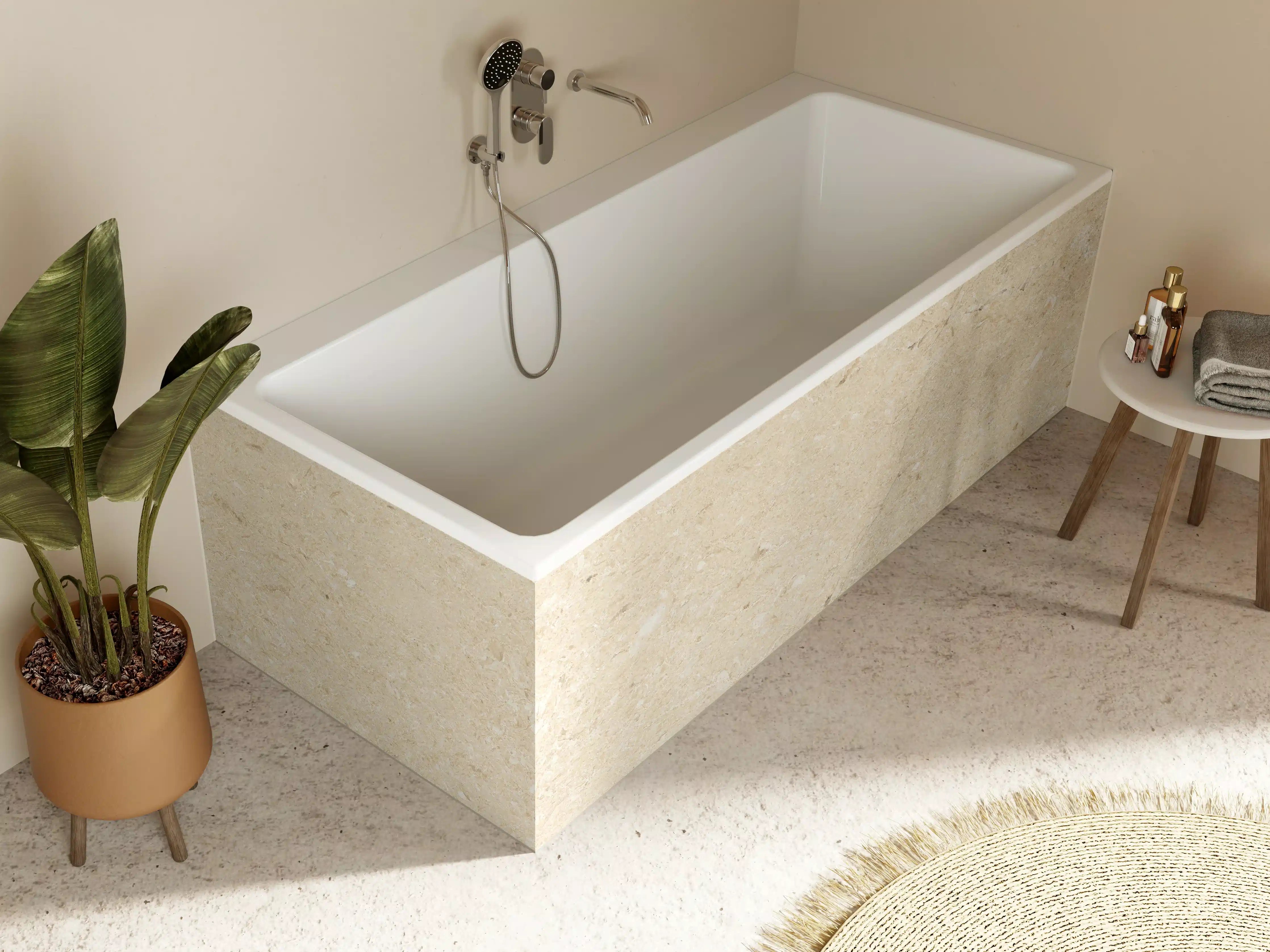 Badewannen-Rückwand - Beige vintage Oberfläche