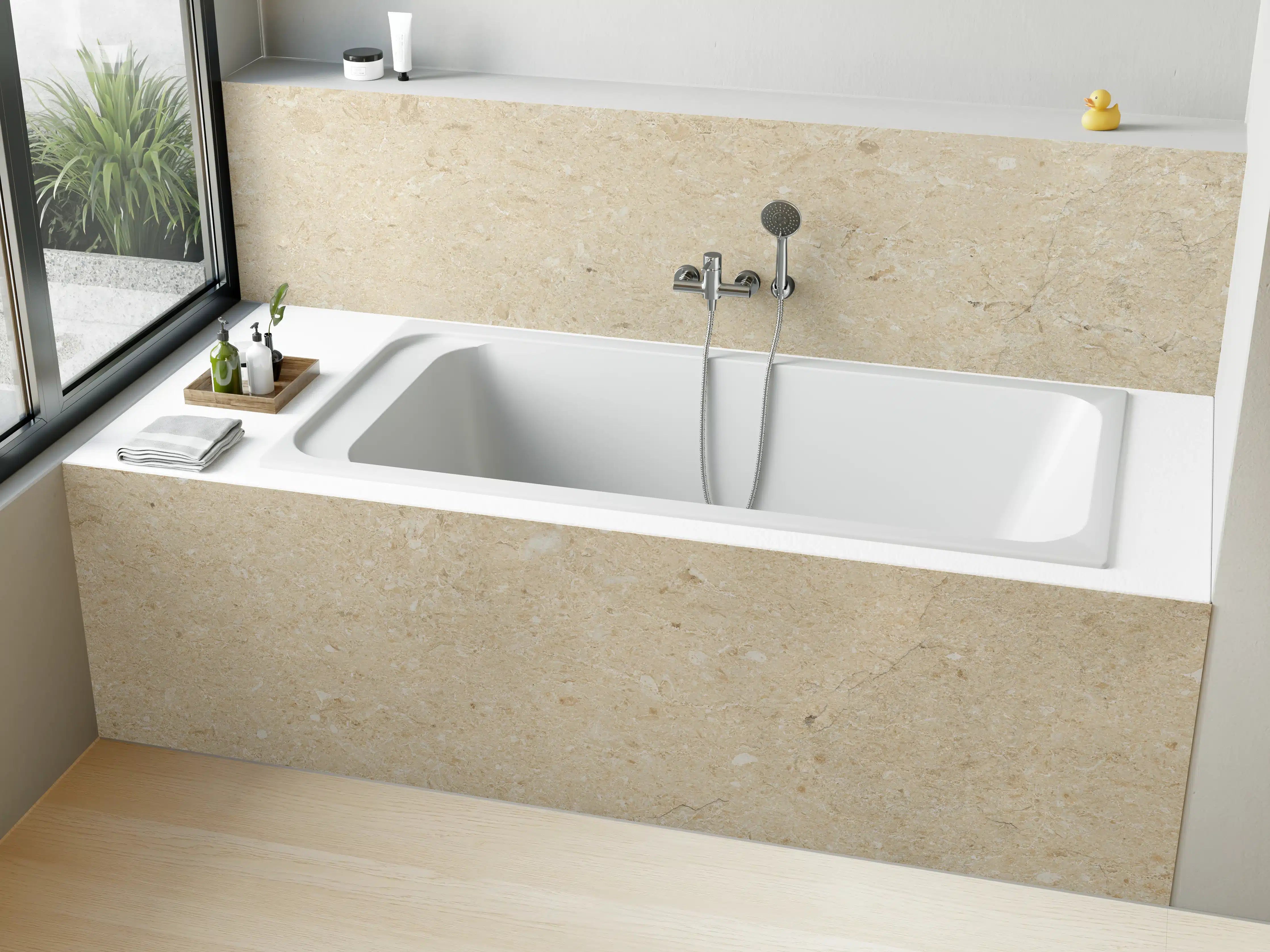 Badewannen-Rückwand - Beige vintage Oberfläche