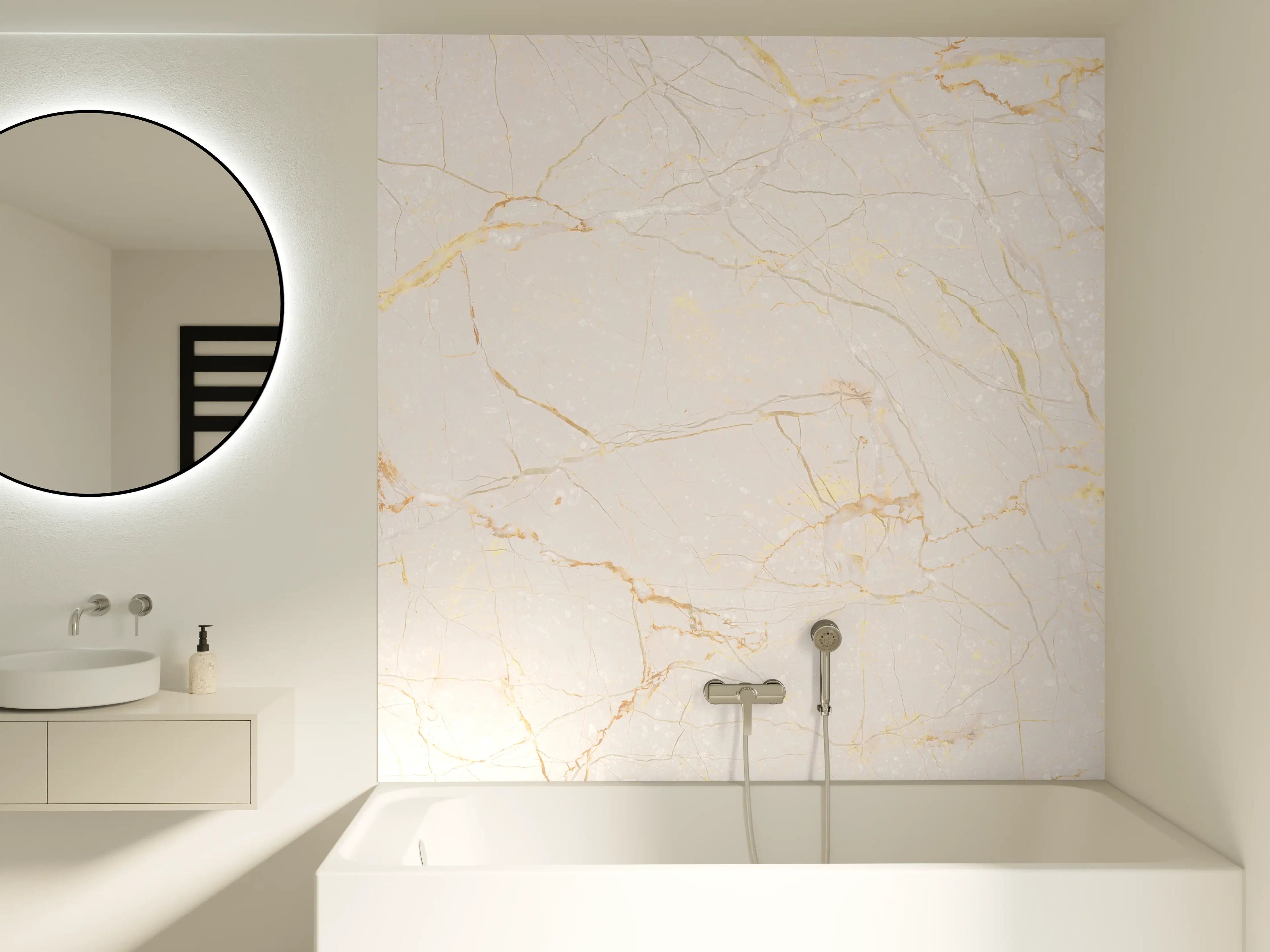 Badewannen-Rückwand - Beigefarbiger Marmor