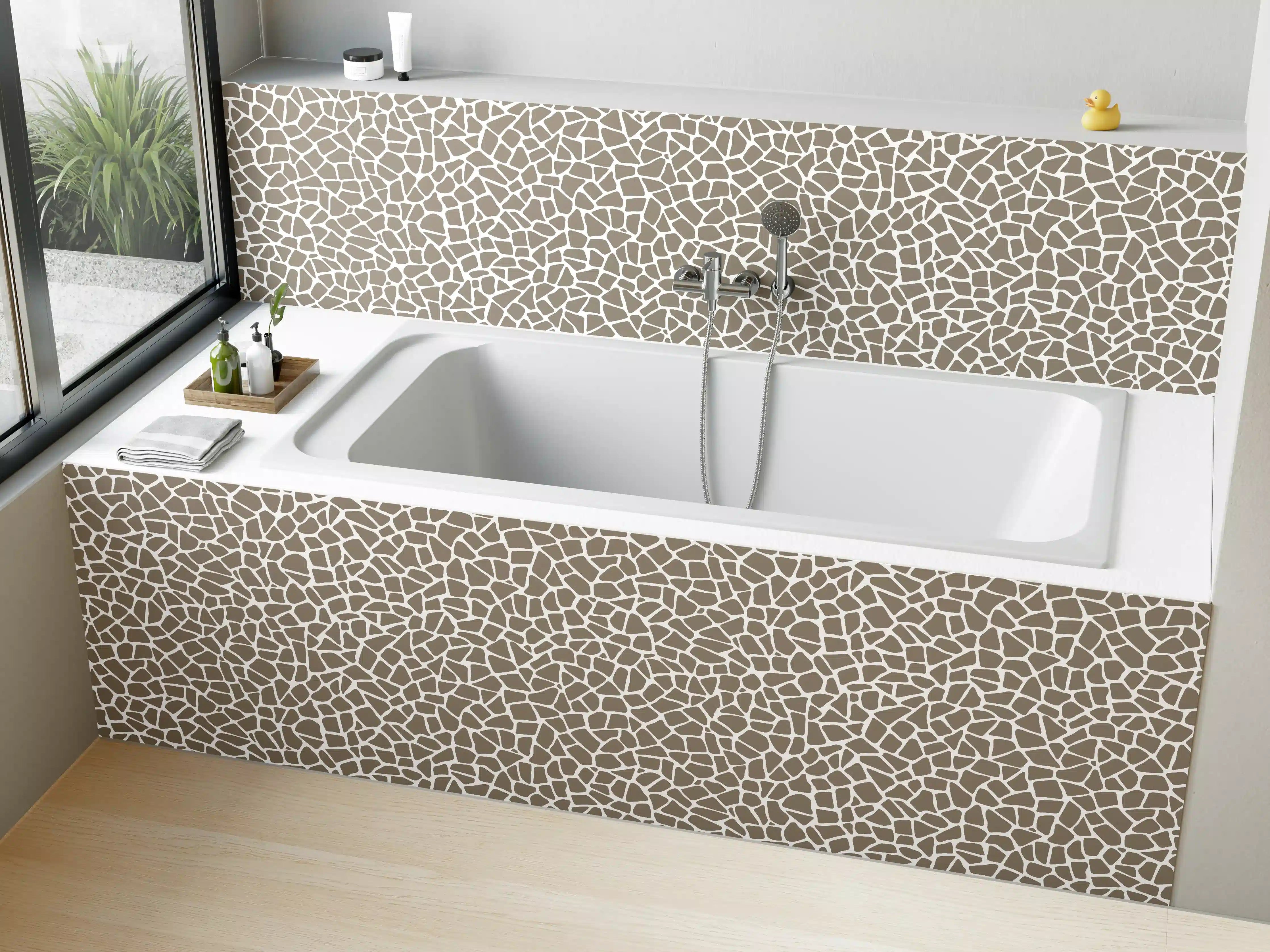 Badewannen-Rückwand - Beiger Mosaik mit feinen Linien