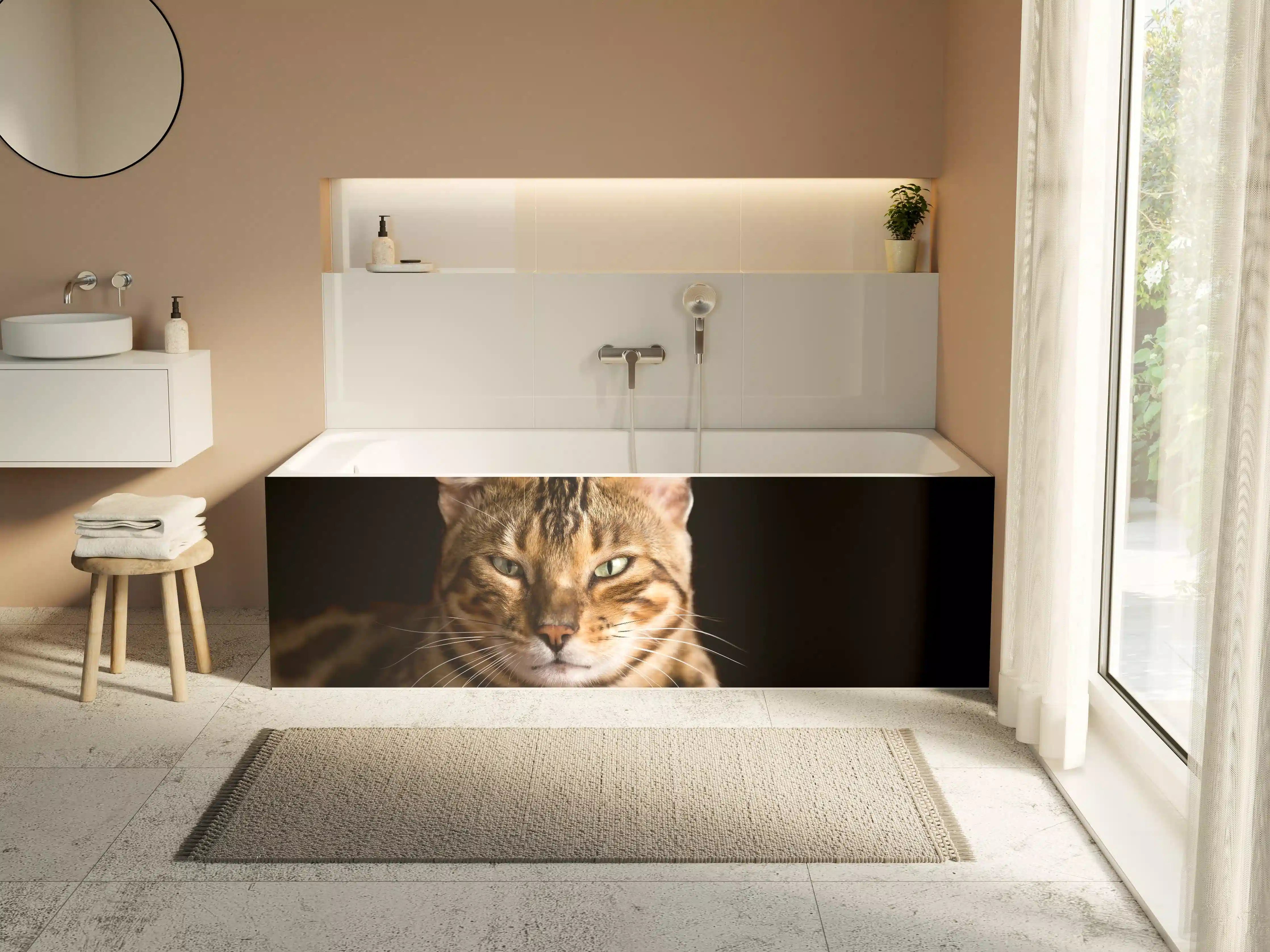 Badewannen-Rückwand - Bengalkatze Portrait