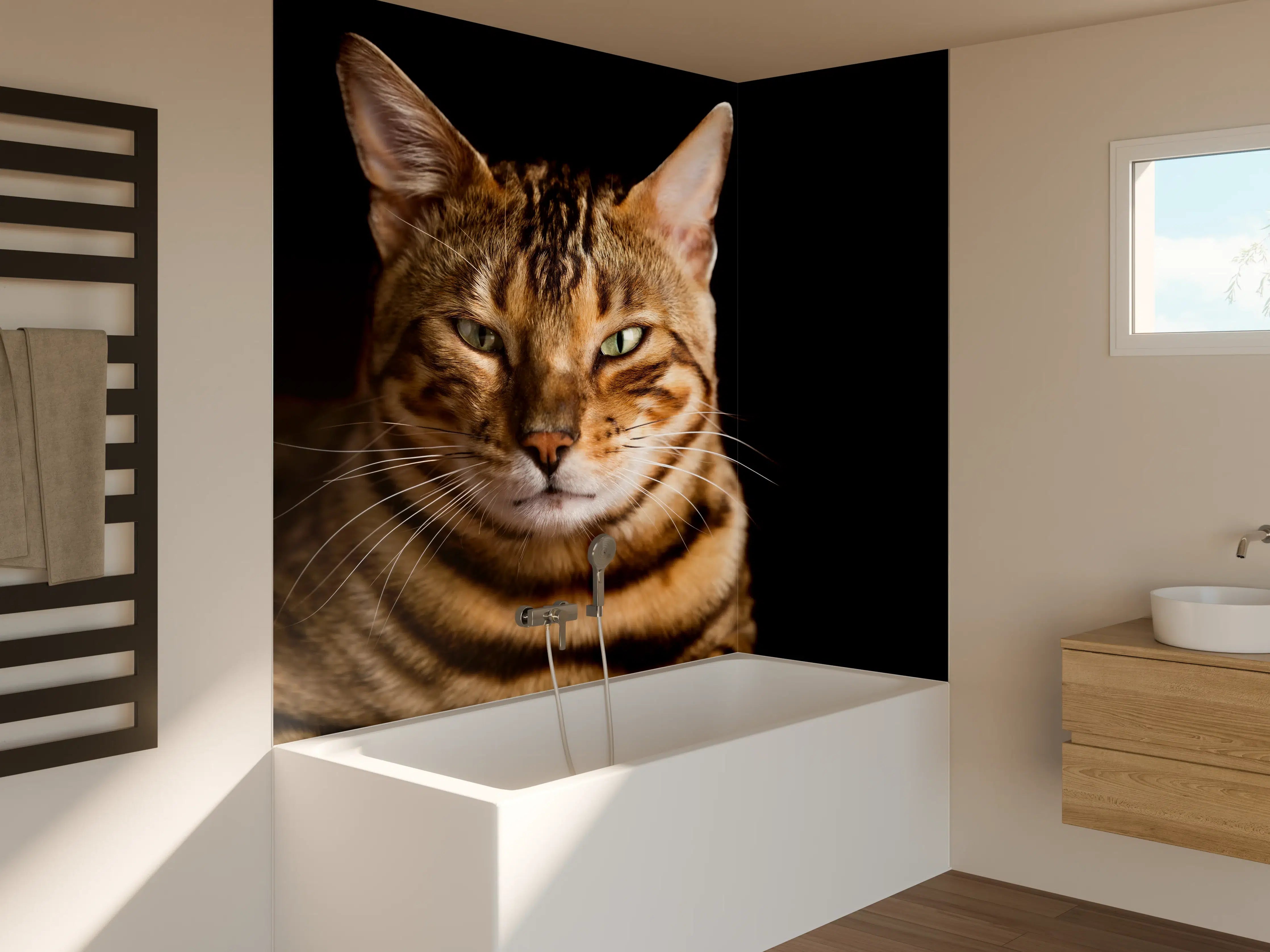 Badewannen-Rückwand - Bengalkatze Portrait