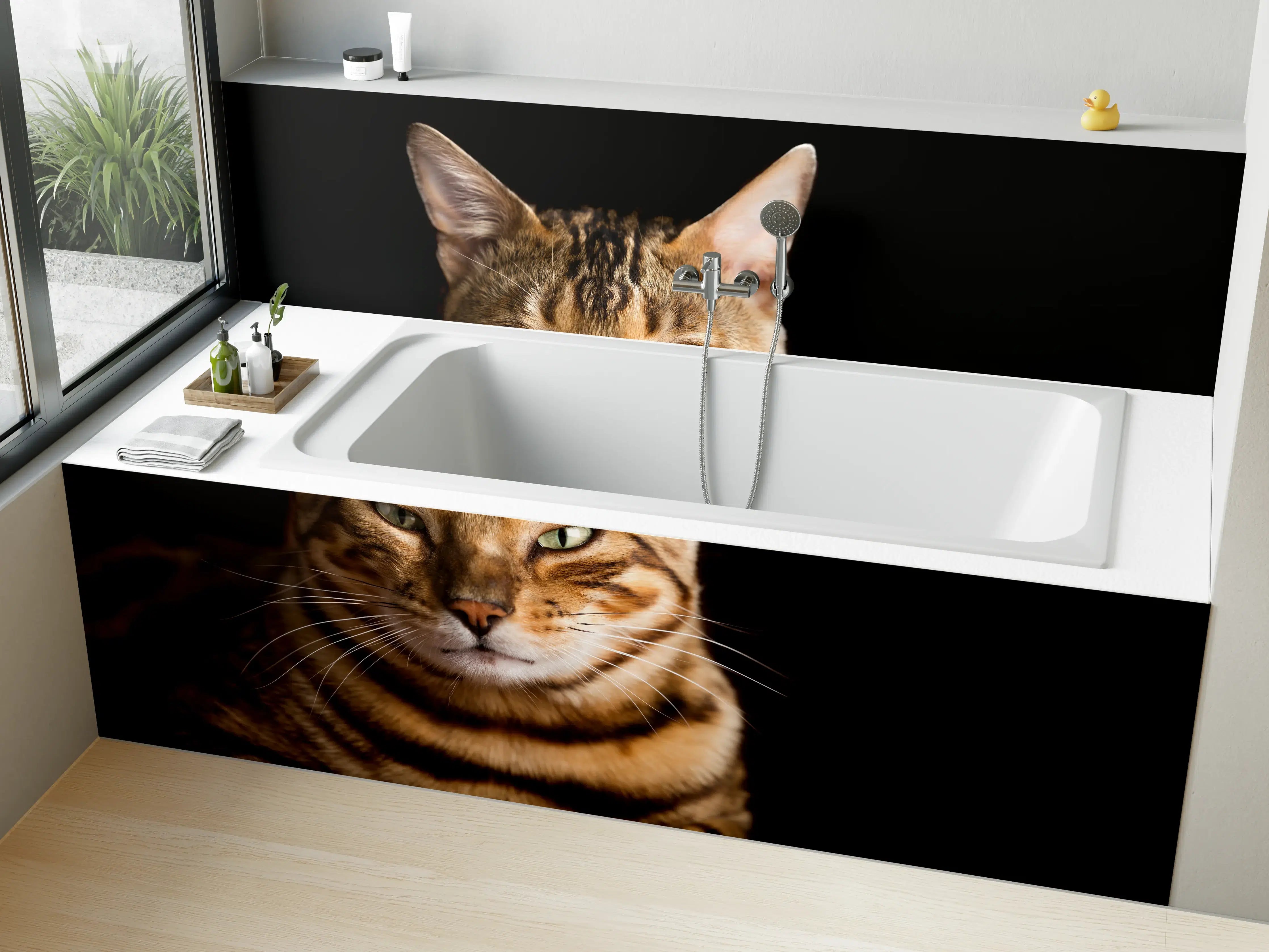 Badewannen-Rückwand - Bengalkatze Portrait