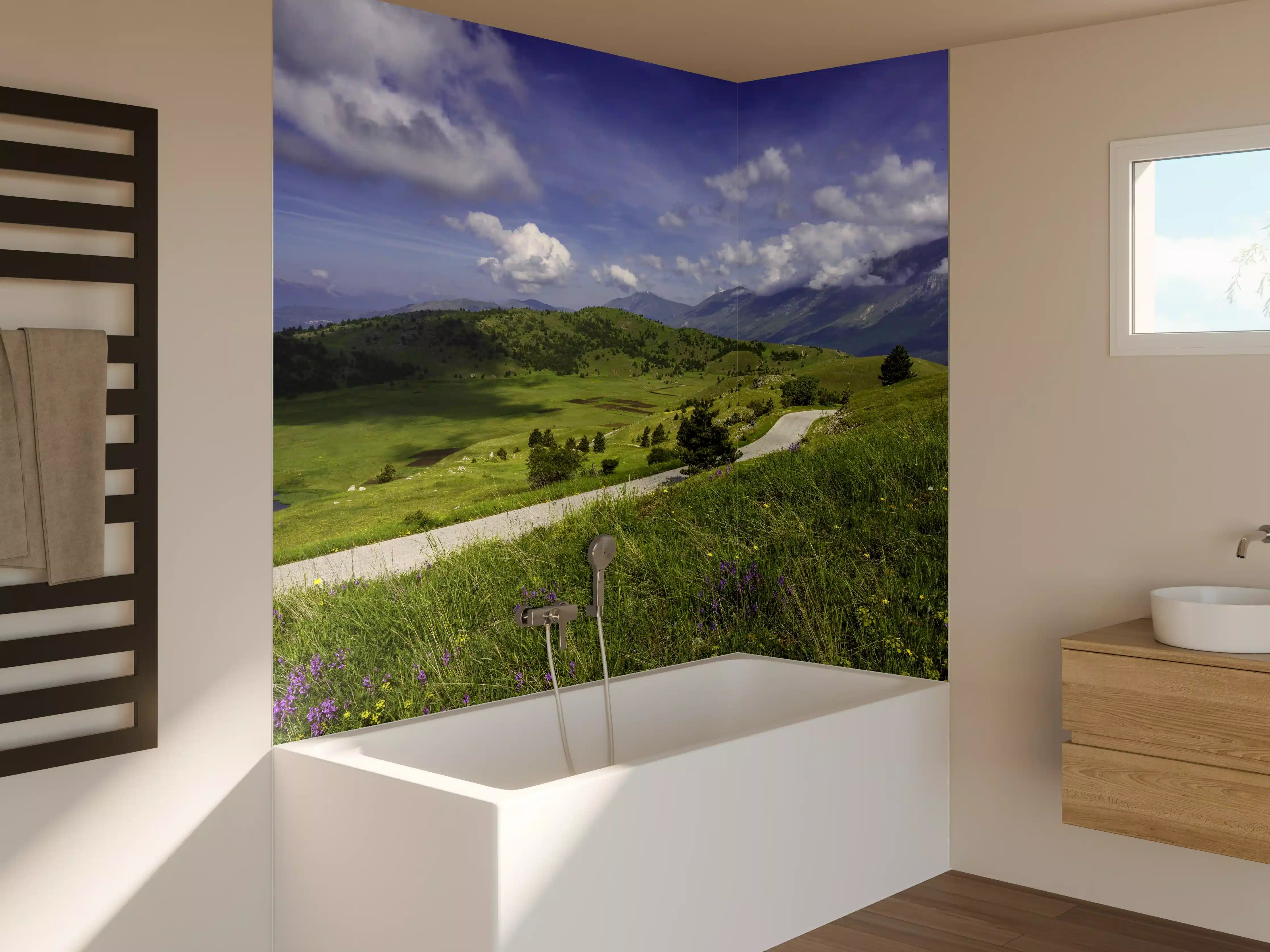 Badewannen-Rückwand - Berglandschaft - Berglandschaft - Naturpark Gran Sasso