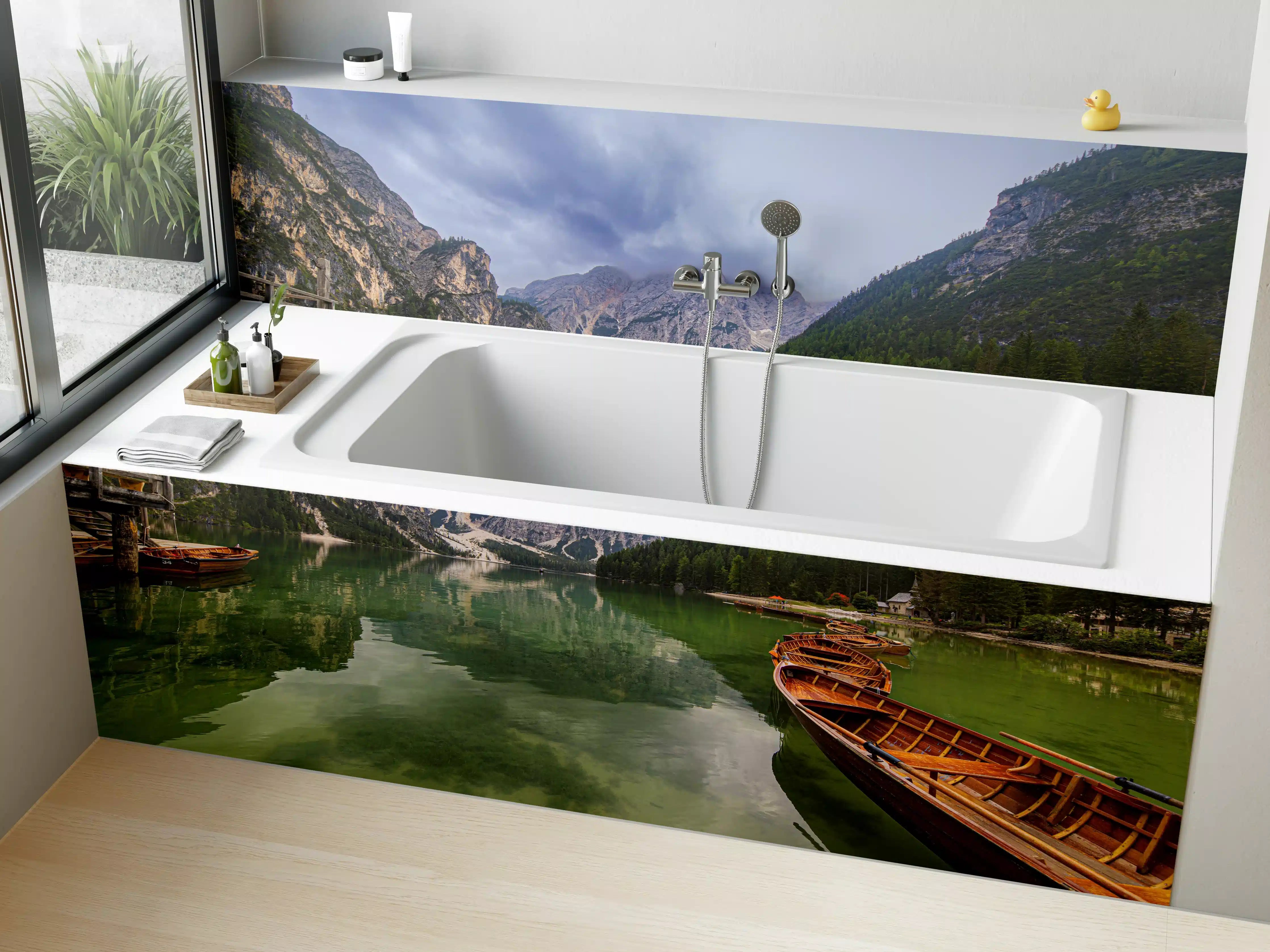 Badewannen-Rückwand - Bergsee Reflektion Dolomiten