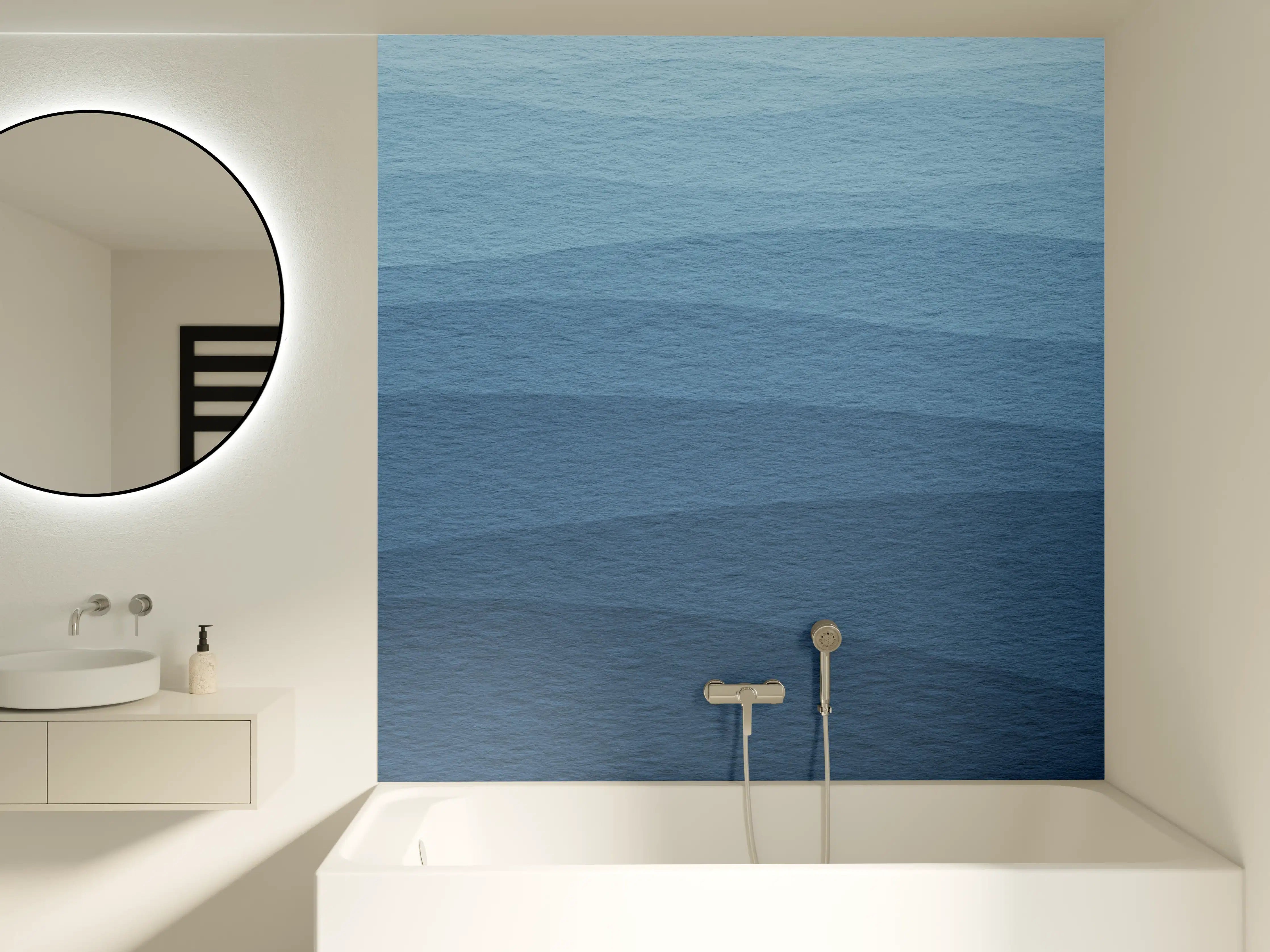 Badewannen-Rückwand - Beruhigende Blau-Gradient-Wellen-Textur