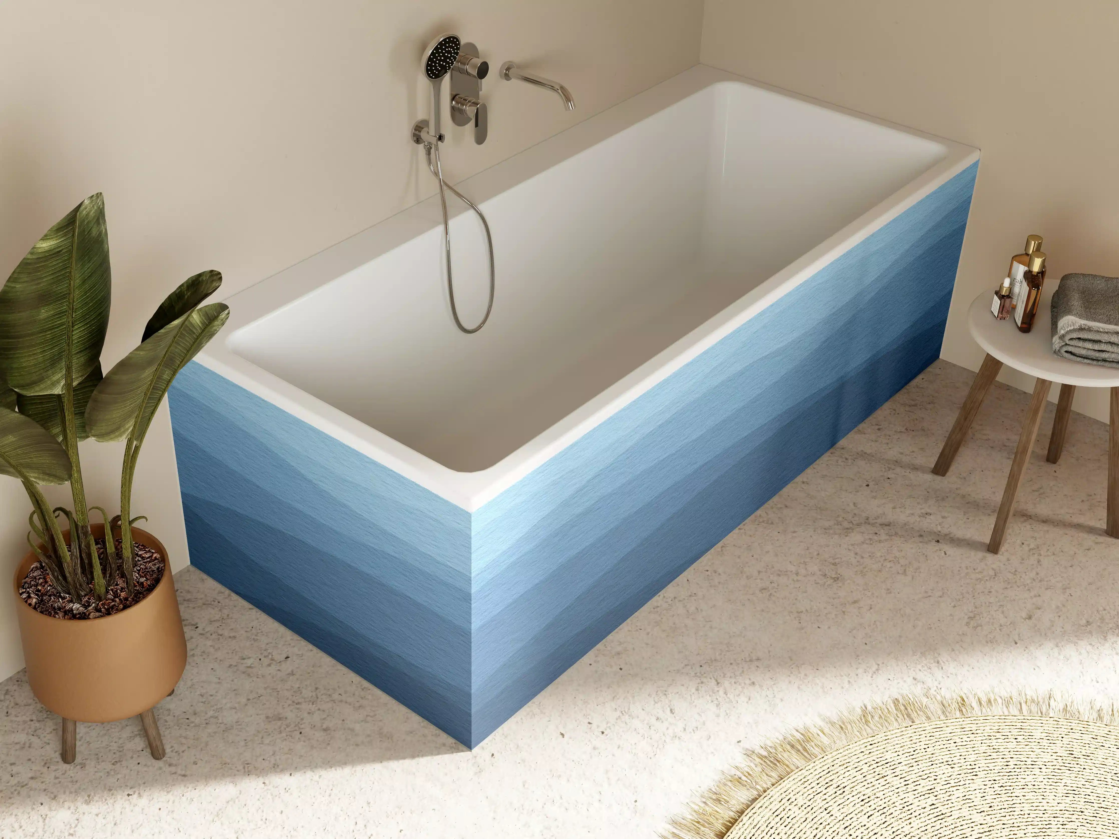 Badewannen-Rückwand - Beruhigende Blau-Gradient-Wellen-Textur